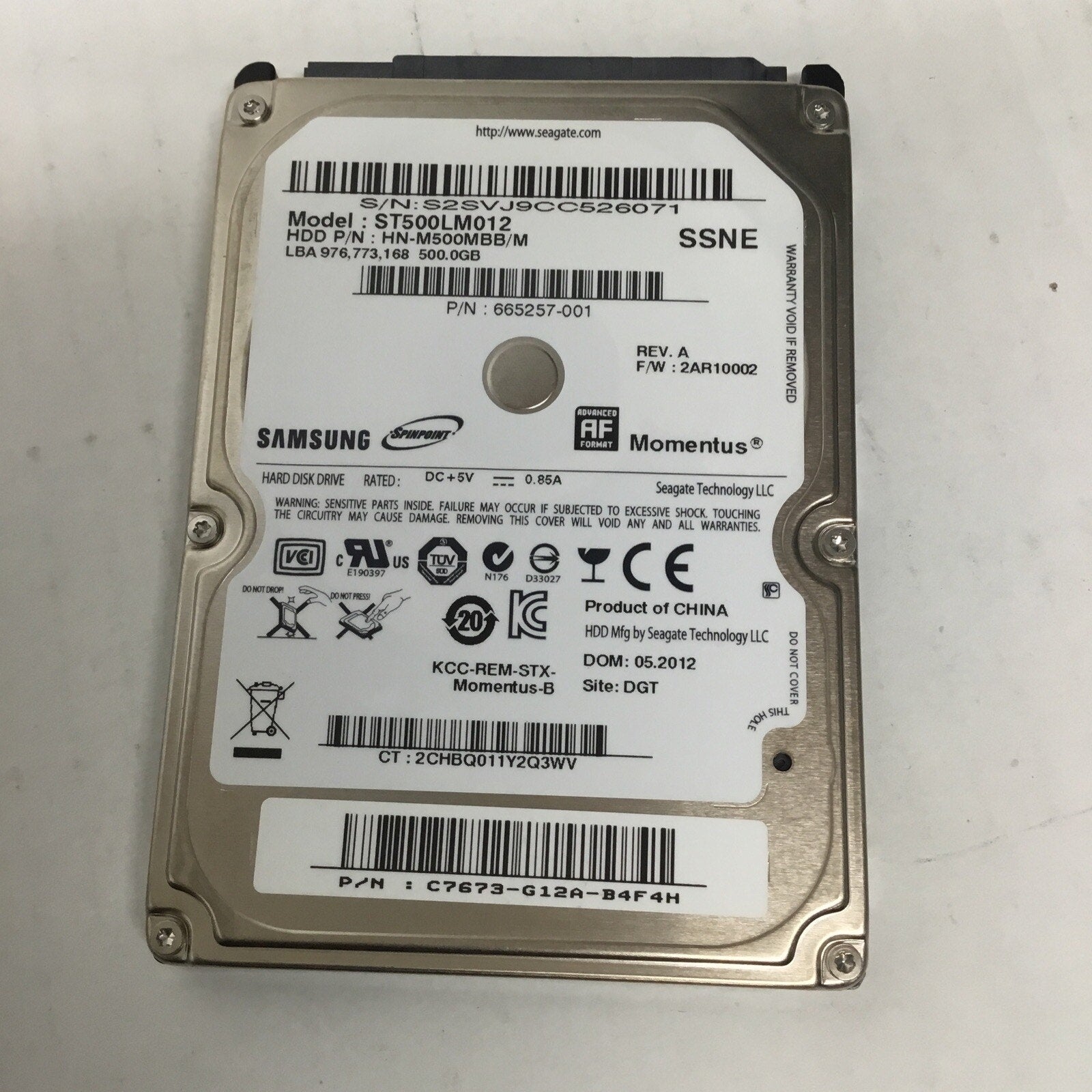 HP Samsung 500GB 5400RPM 2.5" SATA HDD Hard Drive ST500LM012