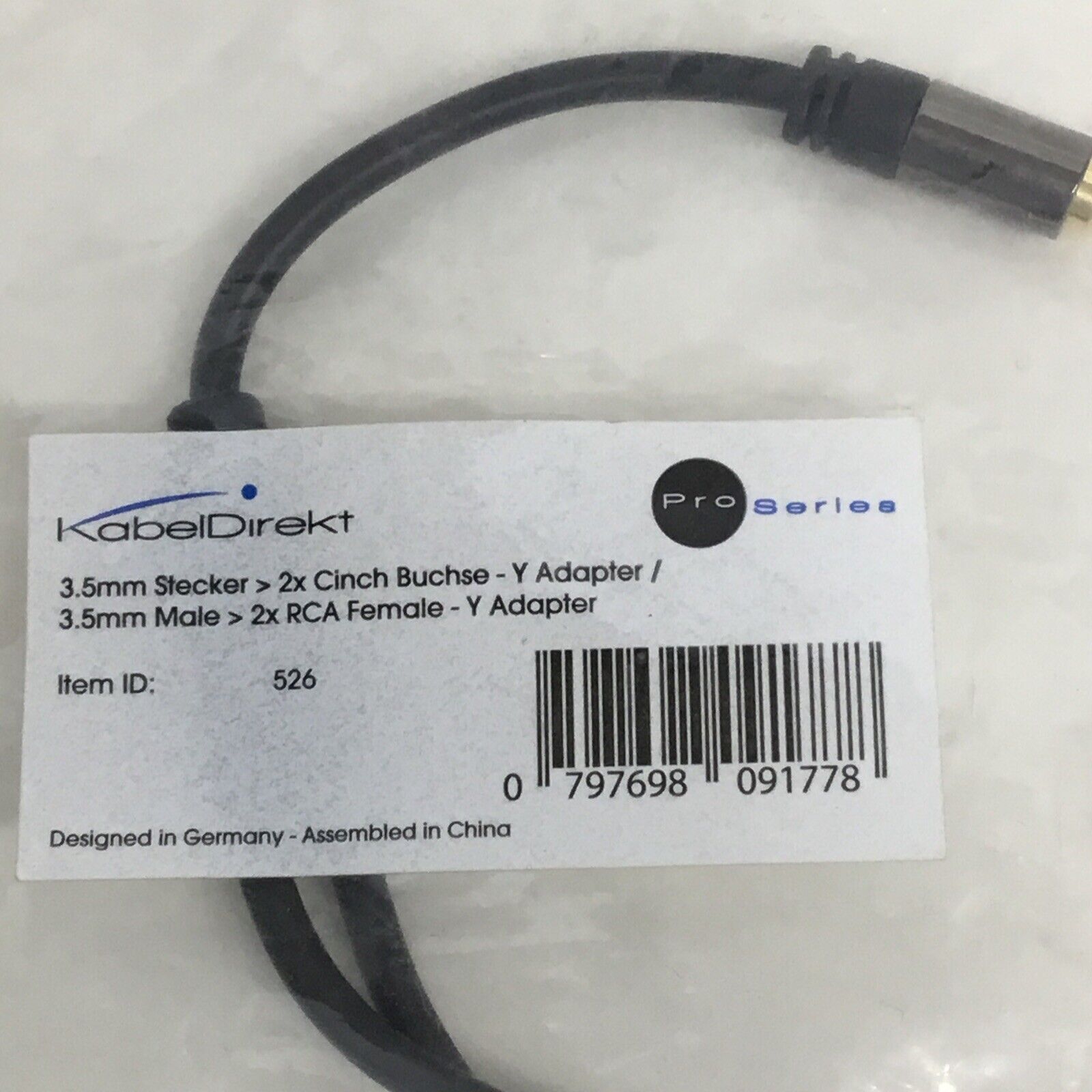 KabelDirekt Y Adapter 1x 3.5mm Male & 2x RCA Female ProSeries