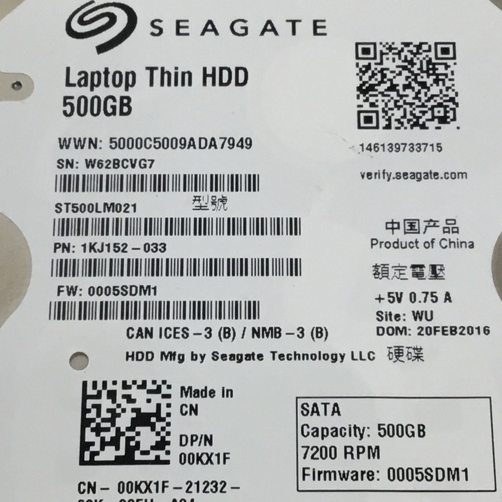 *Dell Laptop Thin ST500LM021 500GB 2.5" 6G 7.2K SATA HDD 00KX1F 1KJ152