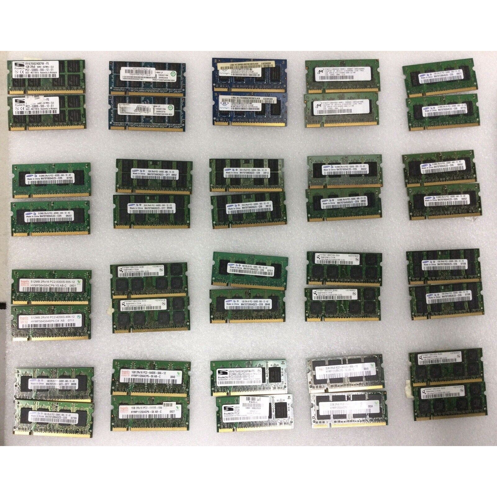 Lot Of 20 Pairs Of RAM Of Various Brands And Speed