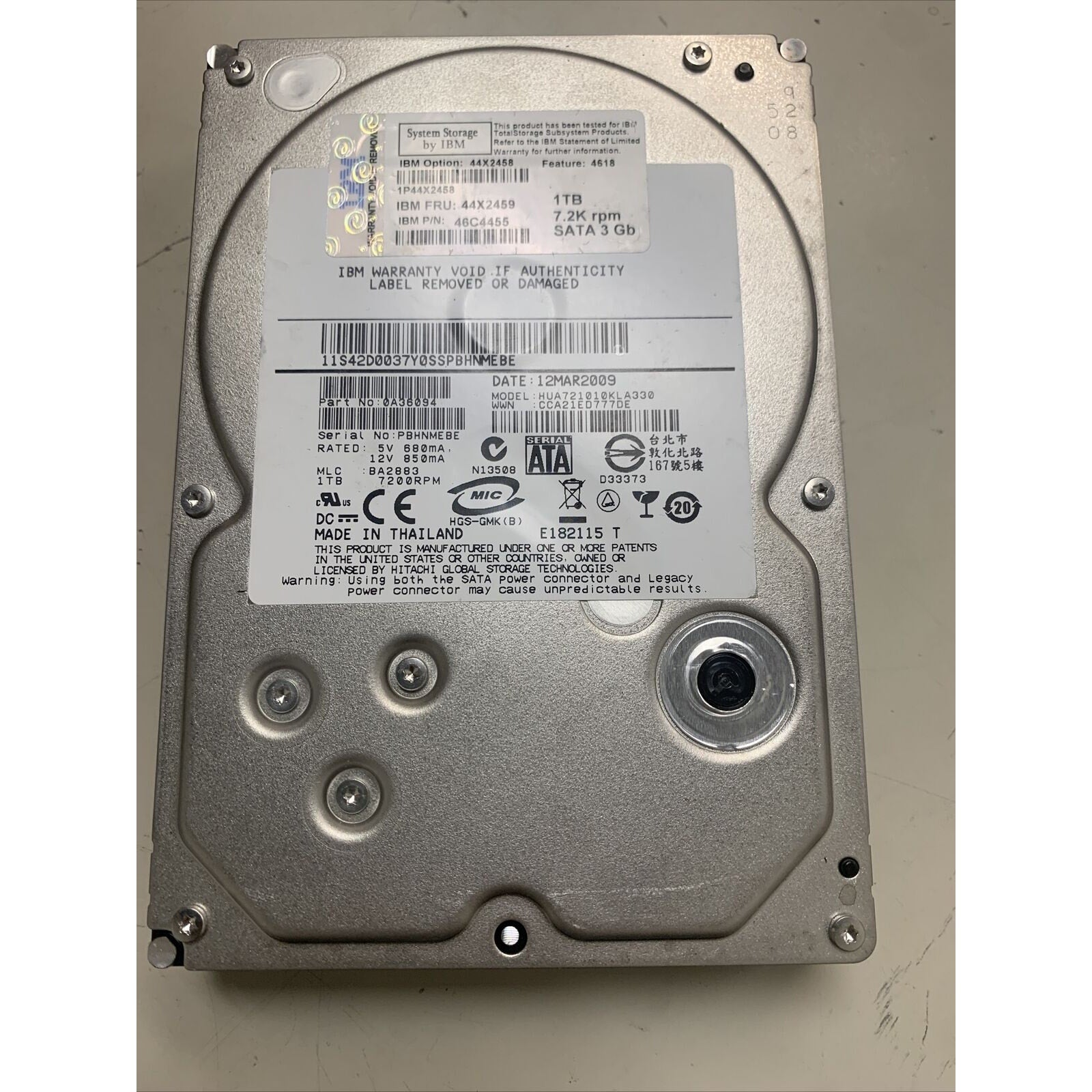 IBM 1TB 44X2458 46C4455 44X2459 7.2KRPM SATA E-DDM HARD DRIVE