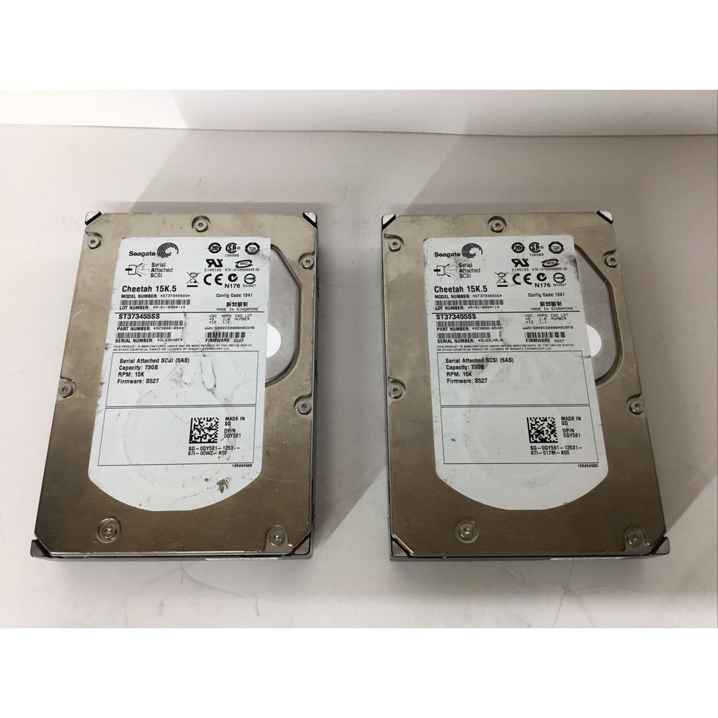 Lot of 2-Seagate Cheetah 15K.5 73.4GB 3.5" HDD SAS ST373455SS
