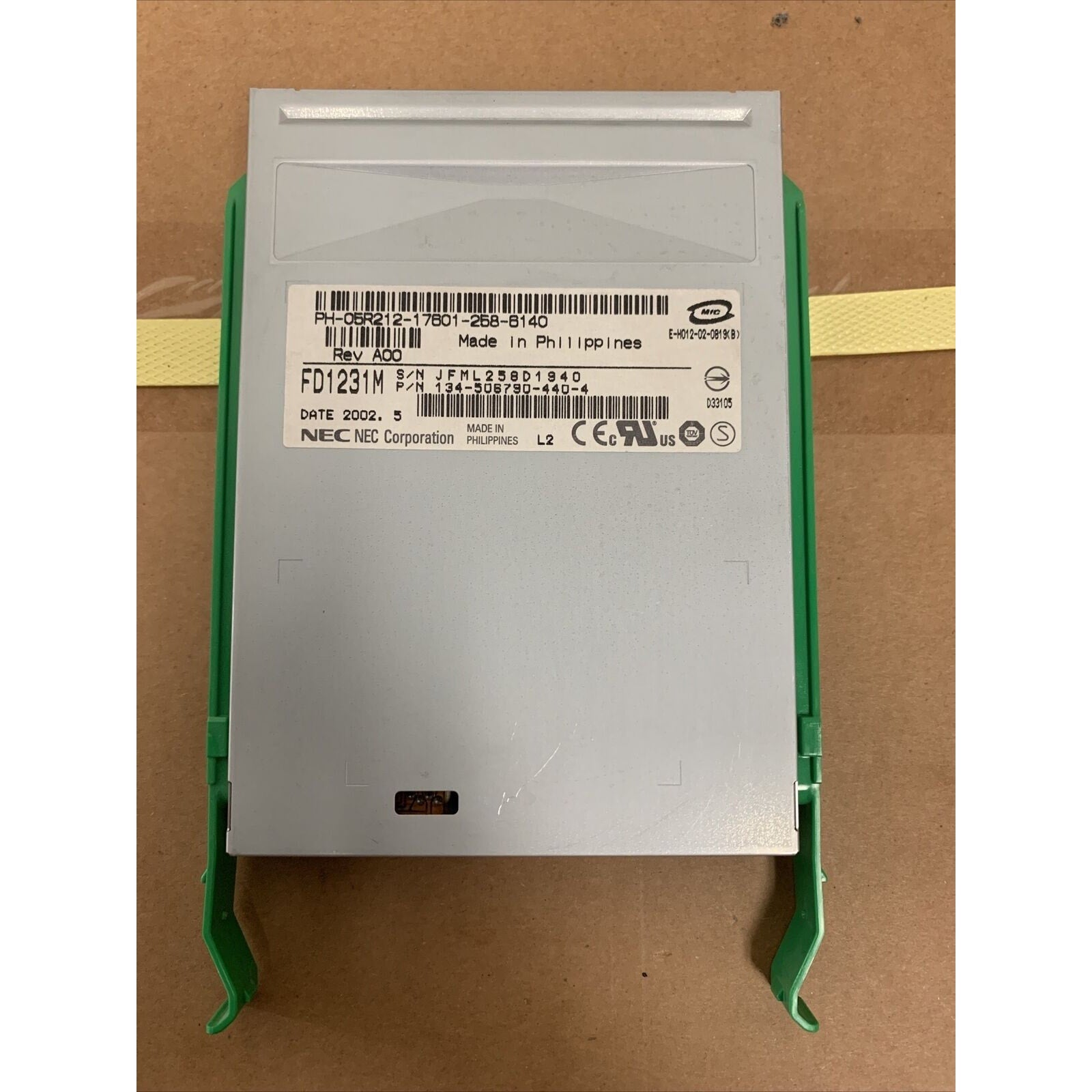 Dell 5R212 W7374 NEC FD1231M Internal 3.5" Floppy Drive With Green Rails