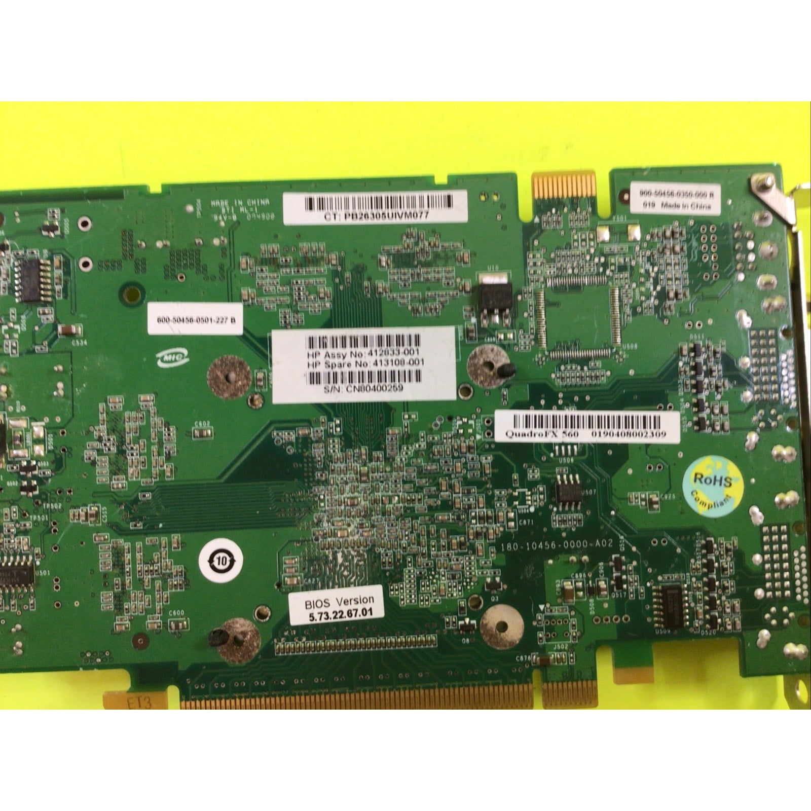 HP Nvidia Quadro FX560 PCIE x16 2x DVI S-Video 128MB 413108-001 412833-001