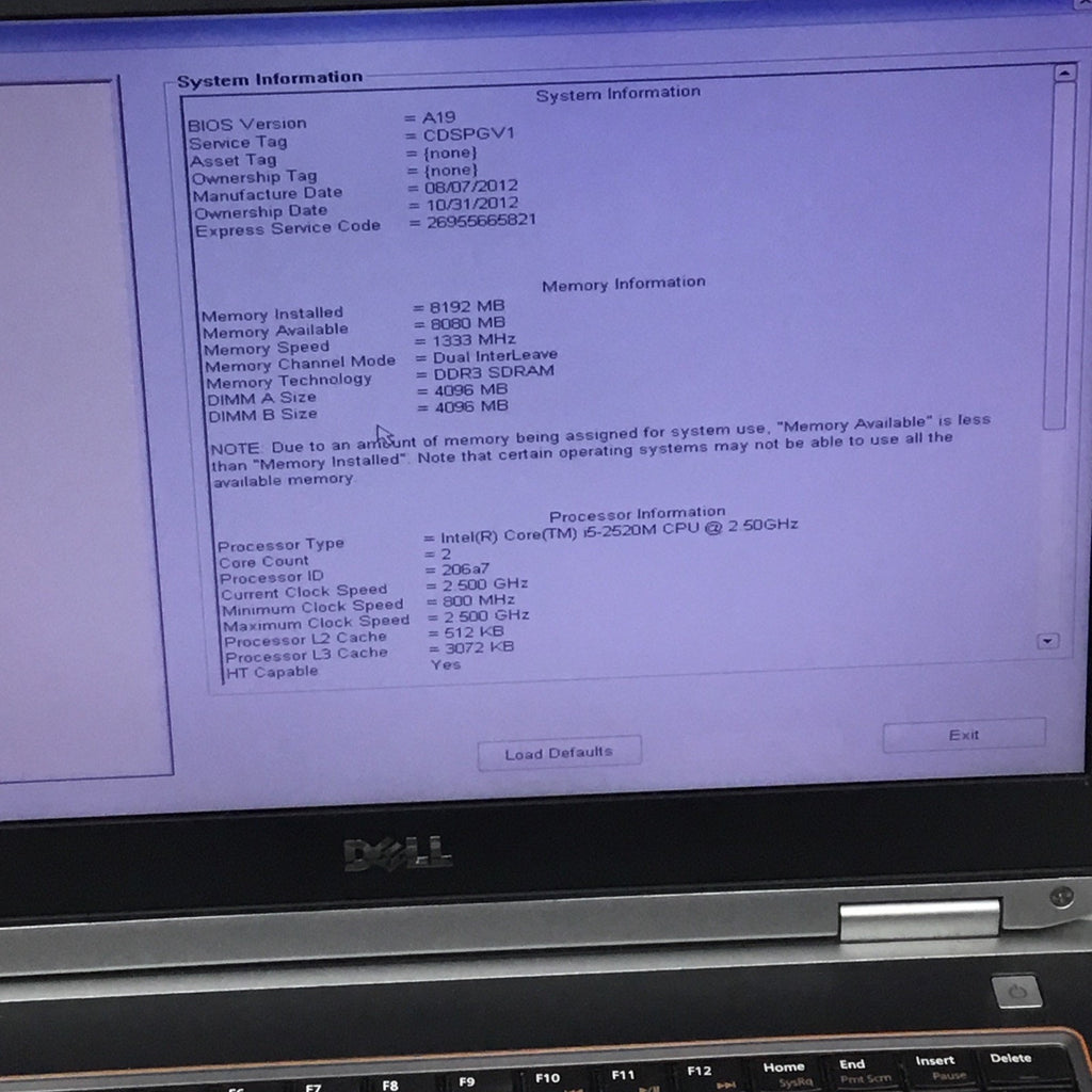 For Parts Dell Latitude E6420 Intel Core i5-2540M 2.60GHz 8GB RAM DDR3