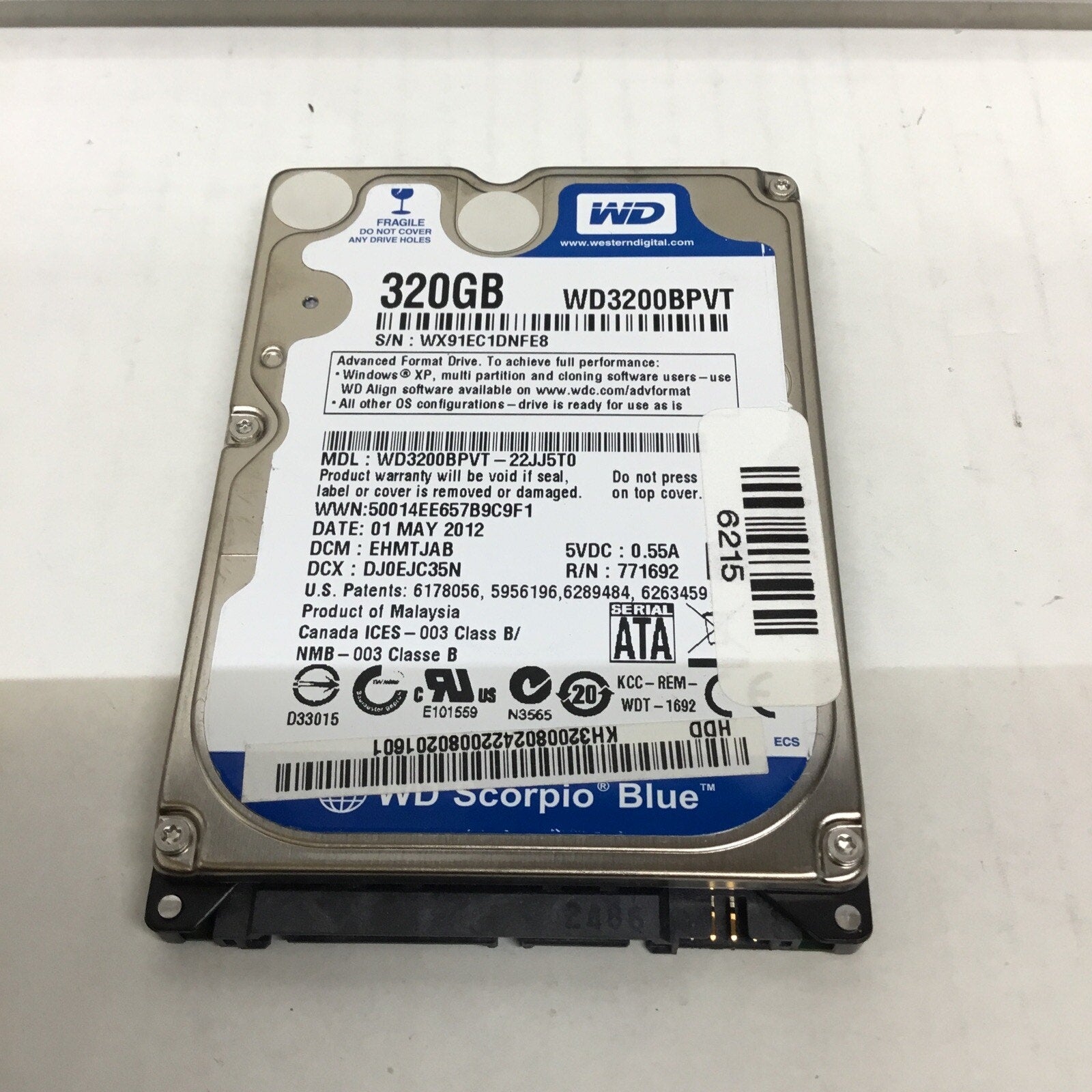 Western Digital WD3200BPVT-22JJ5T0 2.5" 320GB SATA 3GB/s HDD Internal Hard Drive