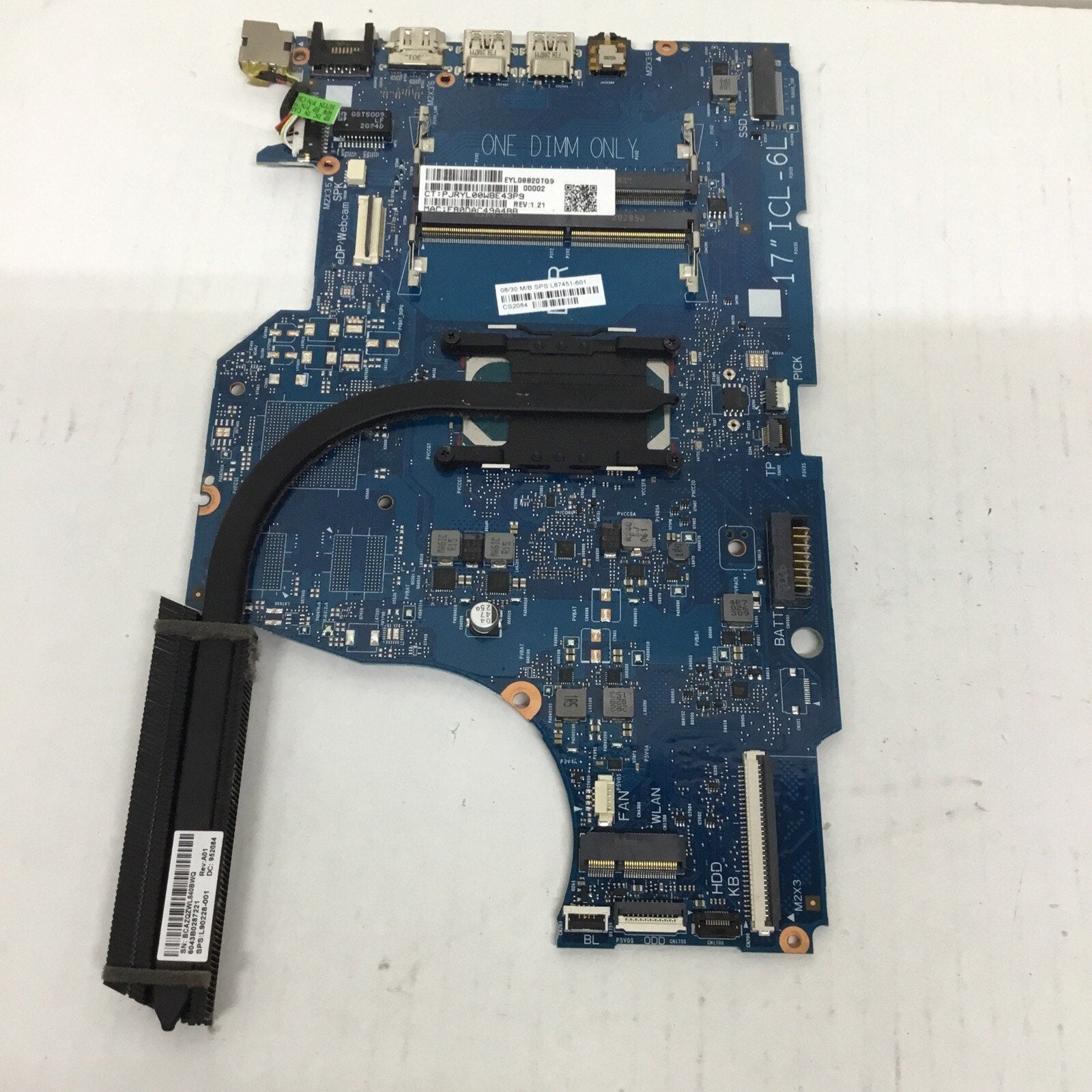 HP 17-BY2075CL INTEL I5-1035G1 1GHz MOTHERBOARD L87451-601 6050A3168901-MB AS-IS