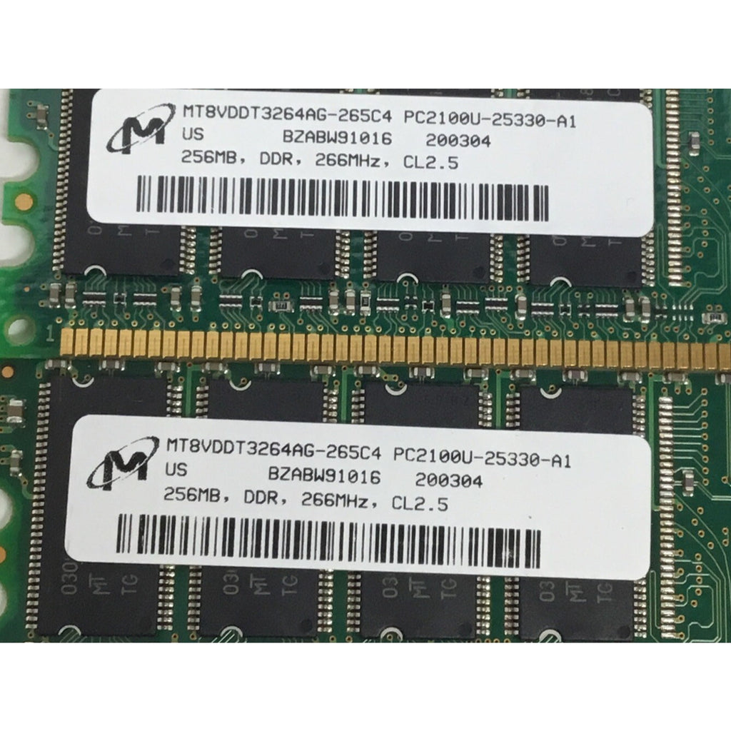 Micron MT8VDDT3264AG-265C4 PC2100U-25330-Z DDR 266MHZ CL2.5 Memory Module