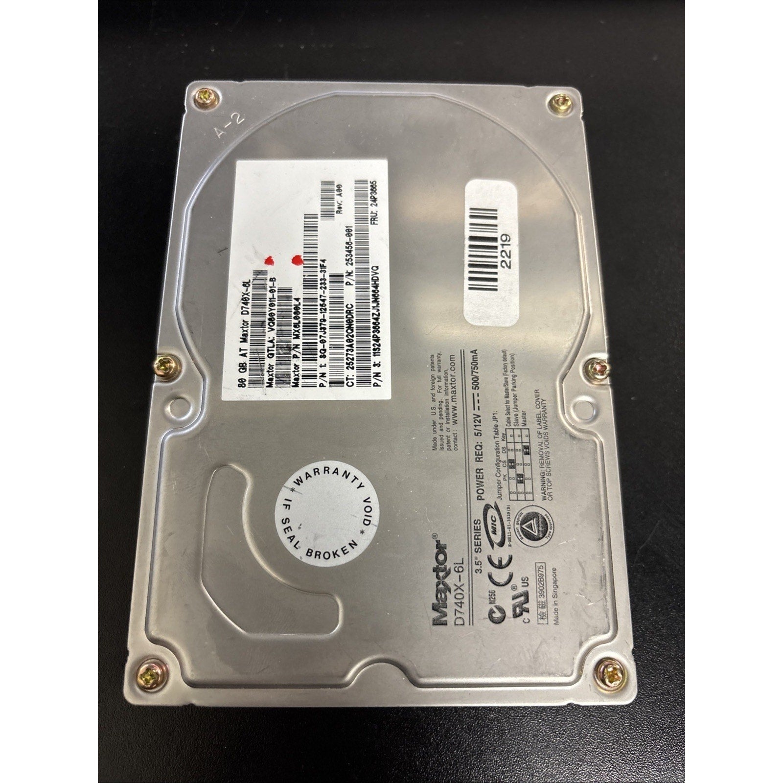 Maxtor D740X-6L MX6L080L4 20GB 7200 RPM IDE Hard Drive SG-07J379-12547-233-31F4