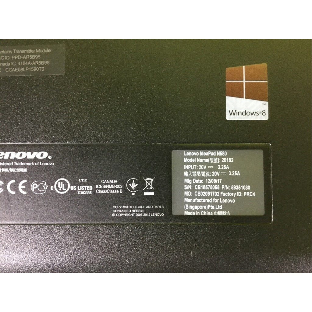 Lenovo IdeaPad N580 FOR PARTS REPAIR or RECYCLE