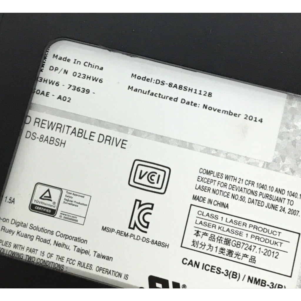 Dell Genuine DVD-CD Rewritable Optical Drive DS-8ABSH 23HW6 023HW6 CN-023HW6