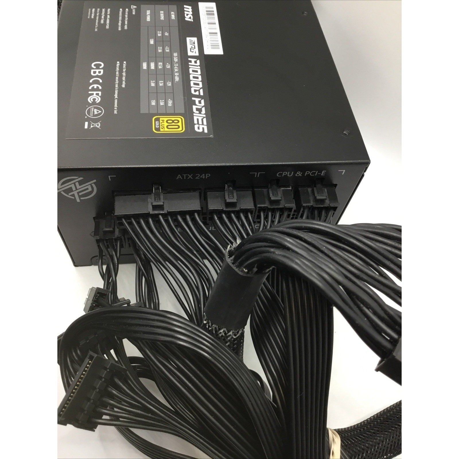 MSI MPG A1000G Pcie5 1000W 80 Plus Gold Power Supply - includes all cables shown
