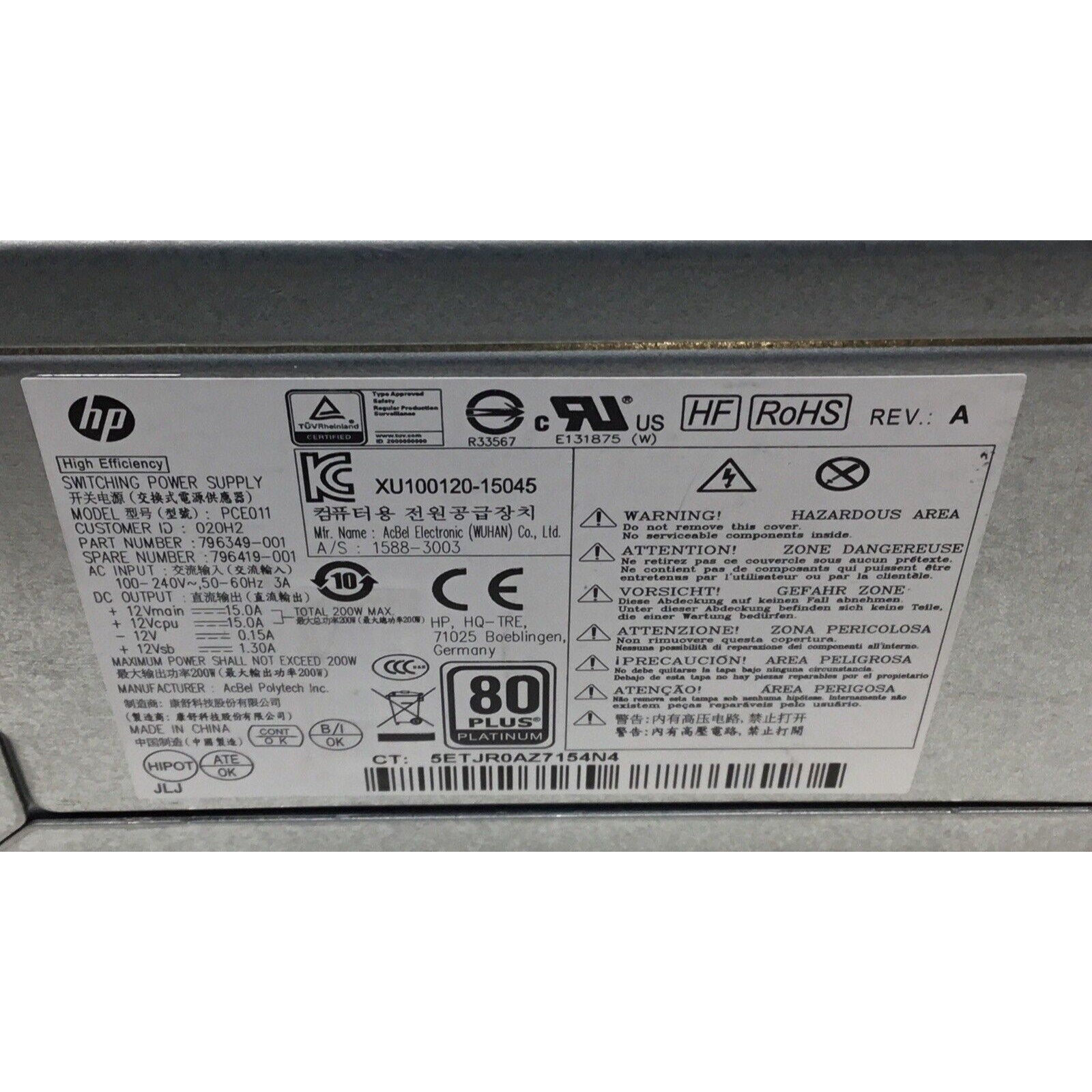 OEM HP P/N 796349-001 PCE011 Power Supply