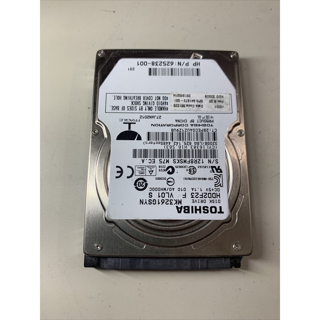 Toshiba MK3261GSYN 320GB 2.5" SATA HDD 7200RPM 3GB/s 16MB Cache 625238-001