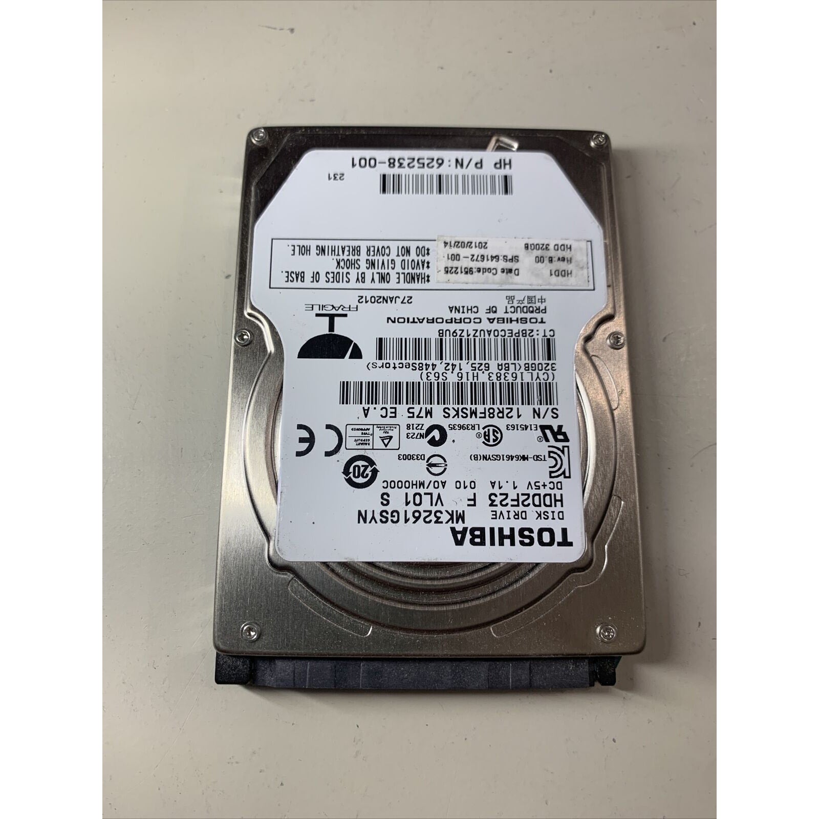 Toshiba MK3261GSYN 320GB 2.5" SATA HDD 7200RPM 3GB/s 16MB Cache 625238-001