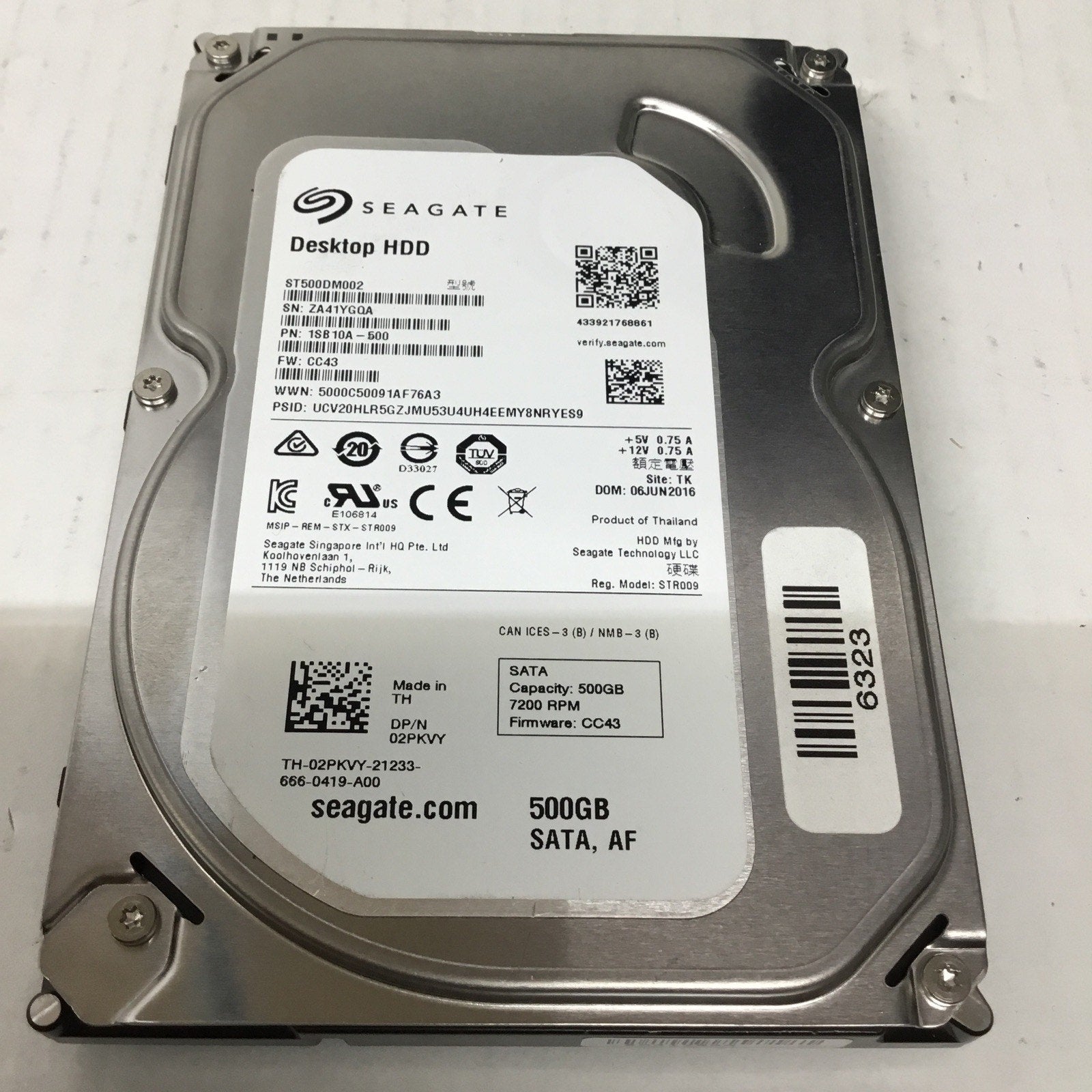 Seagate ST500DM002 3.5" 500GB 7200RPM SATA Hard Drive 1SB10A-500 2PKVY