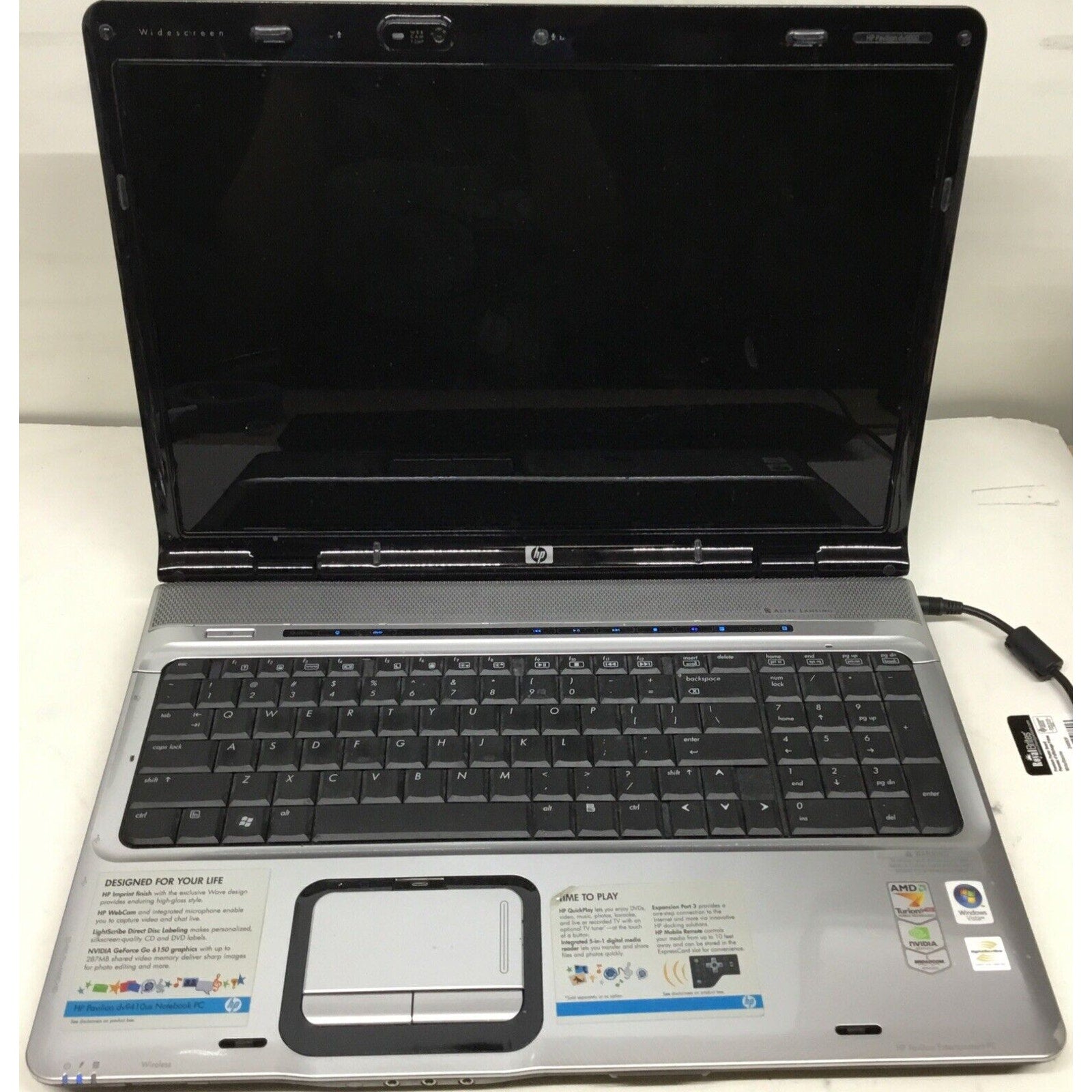 For Parts Only Hp Pavillion Dv9000 No Adapter / Screen doesn't turn on