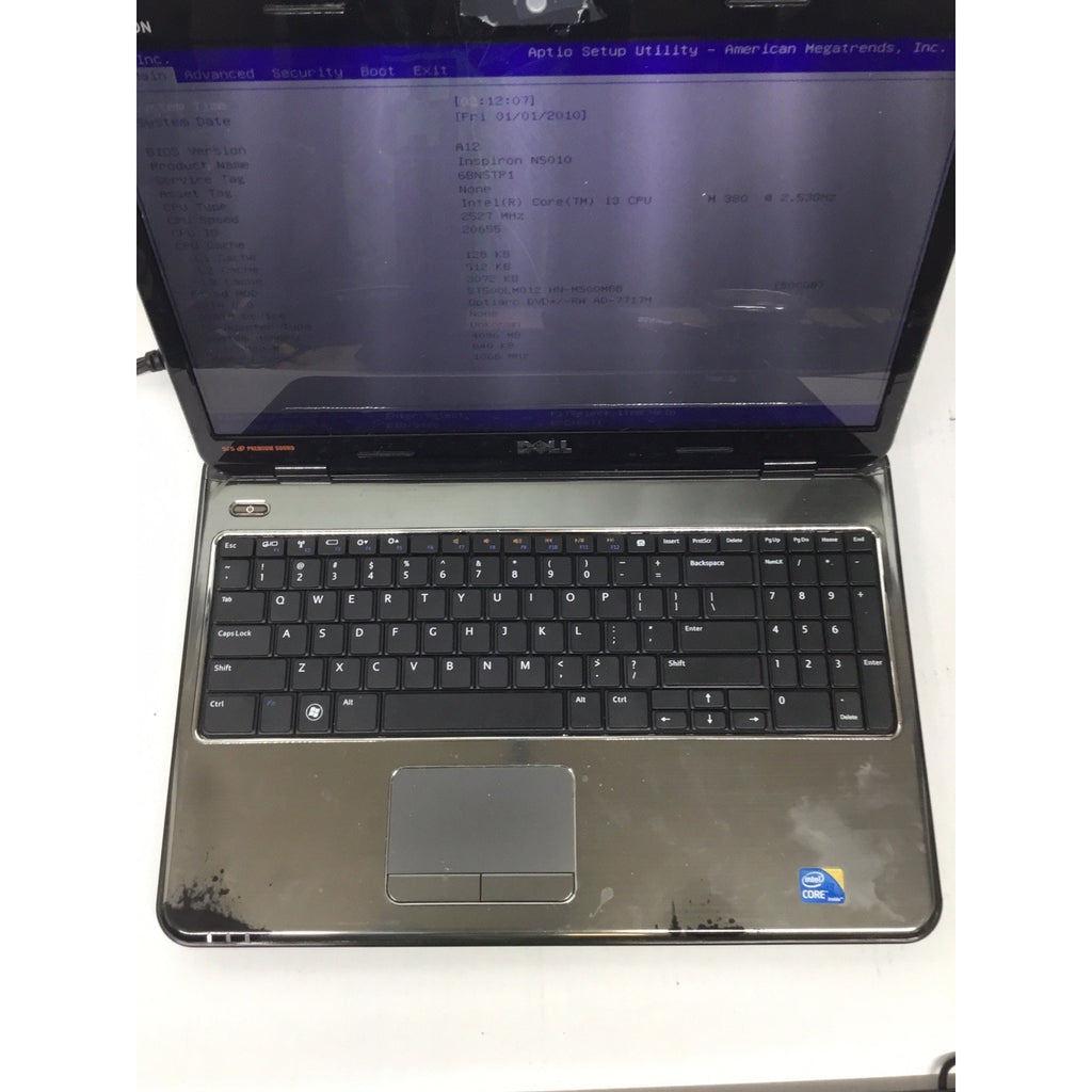 For Parts Dell Inspiron N5010 15.6" Intel Core i3-370M 4GB RAM NO HDD NO OS