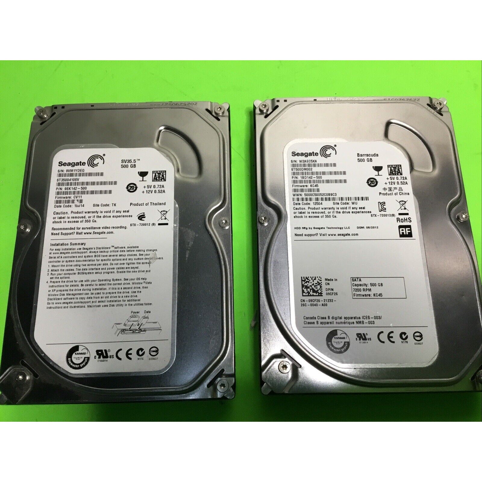 (lot of 2) Seagate 500GB HDD 7.2K 6Gb/s SFF 2.5" SATA Hard Drive