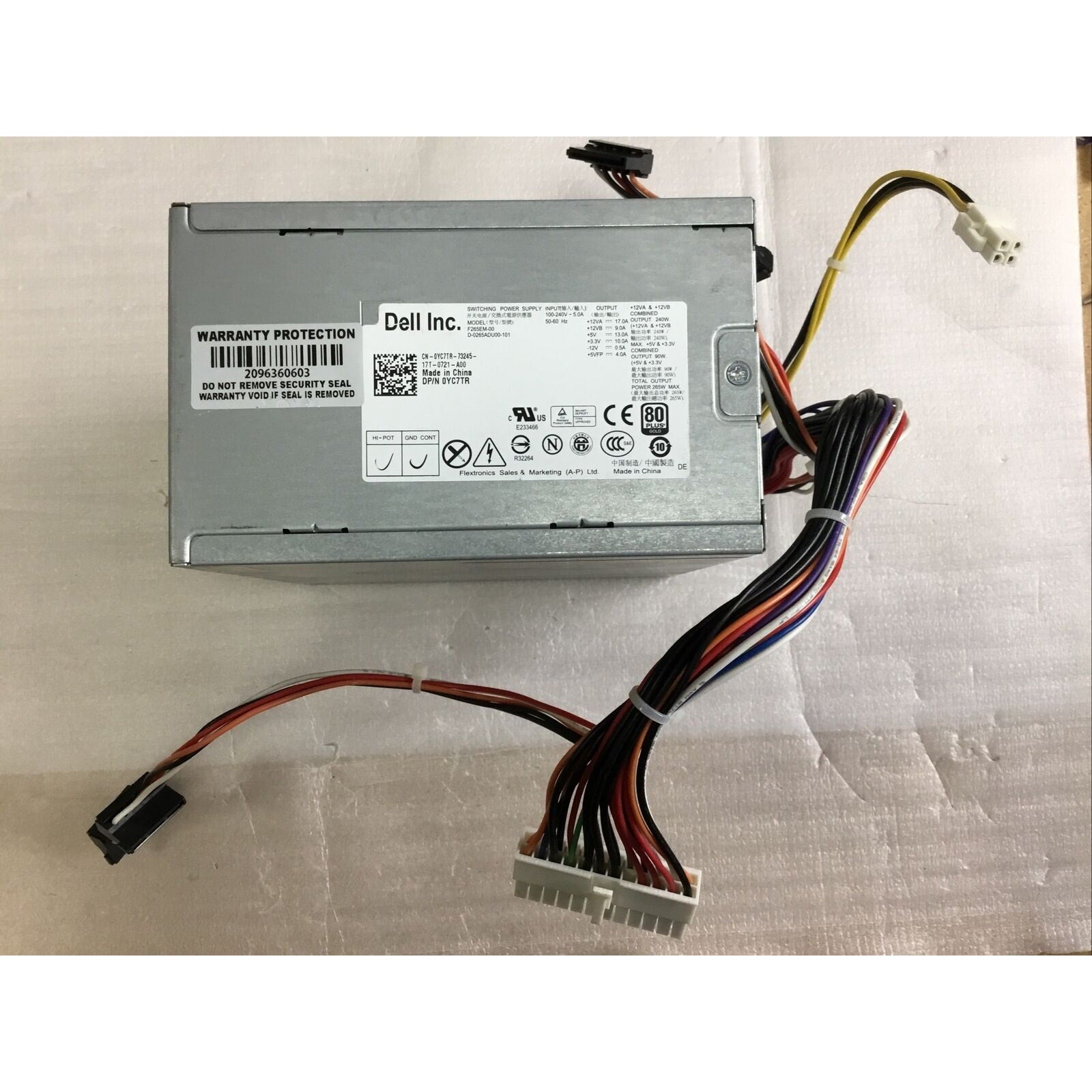 Dell OptiPlex 9010 MT 24-Pin 265W Desktop Power Supply PSU | 0YC7TR | Tested!