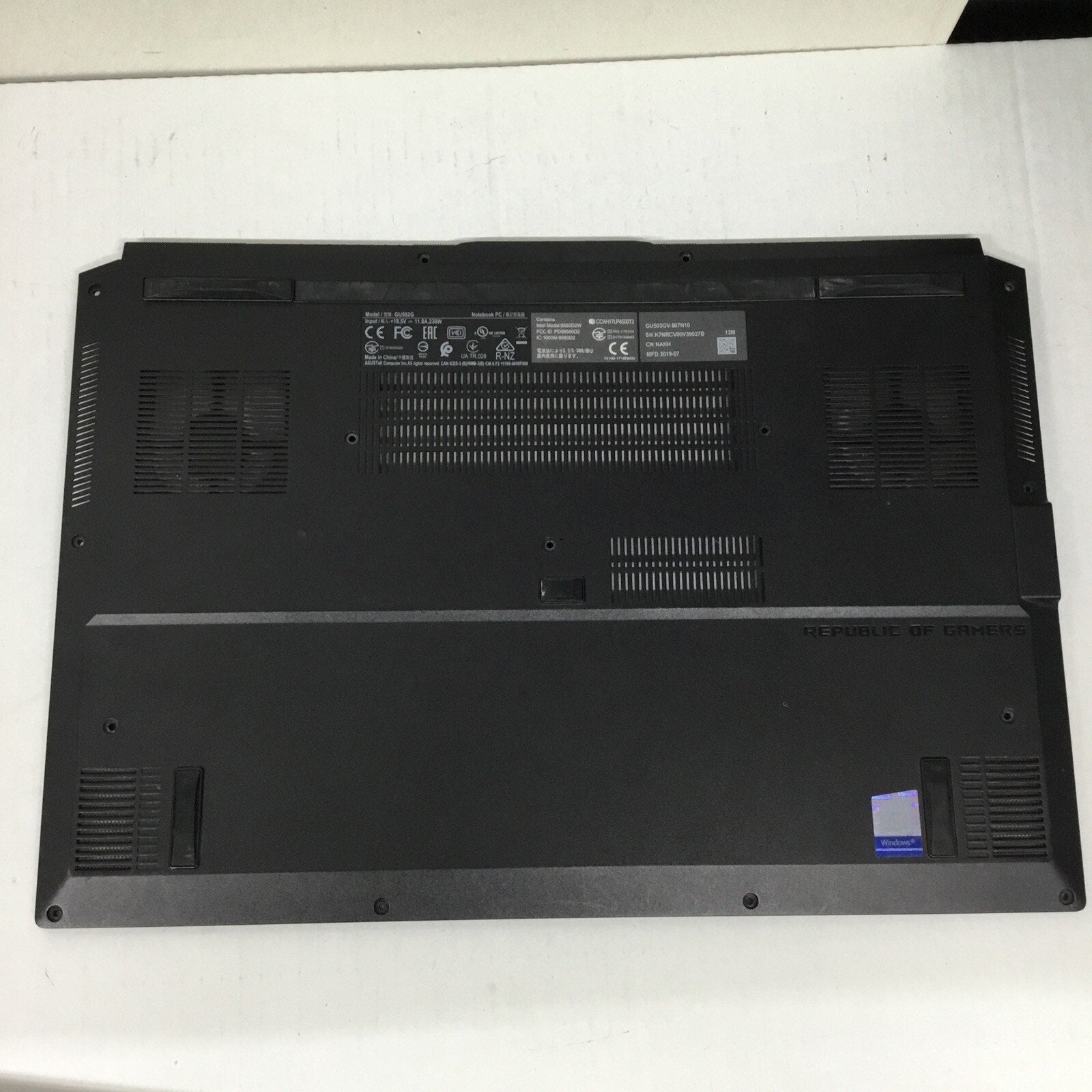 Asus ROG Zephyrus M 15.6" GU502GV-BI7N10 OEM Laptop Bottom Case 13NR0241AP0101