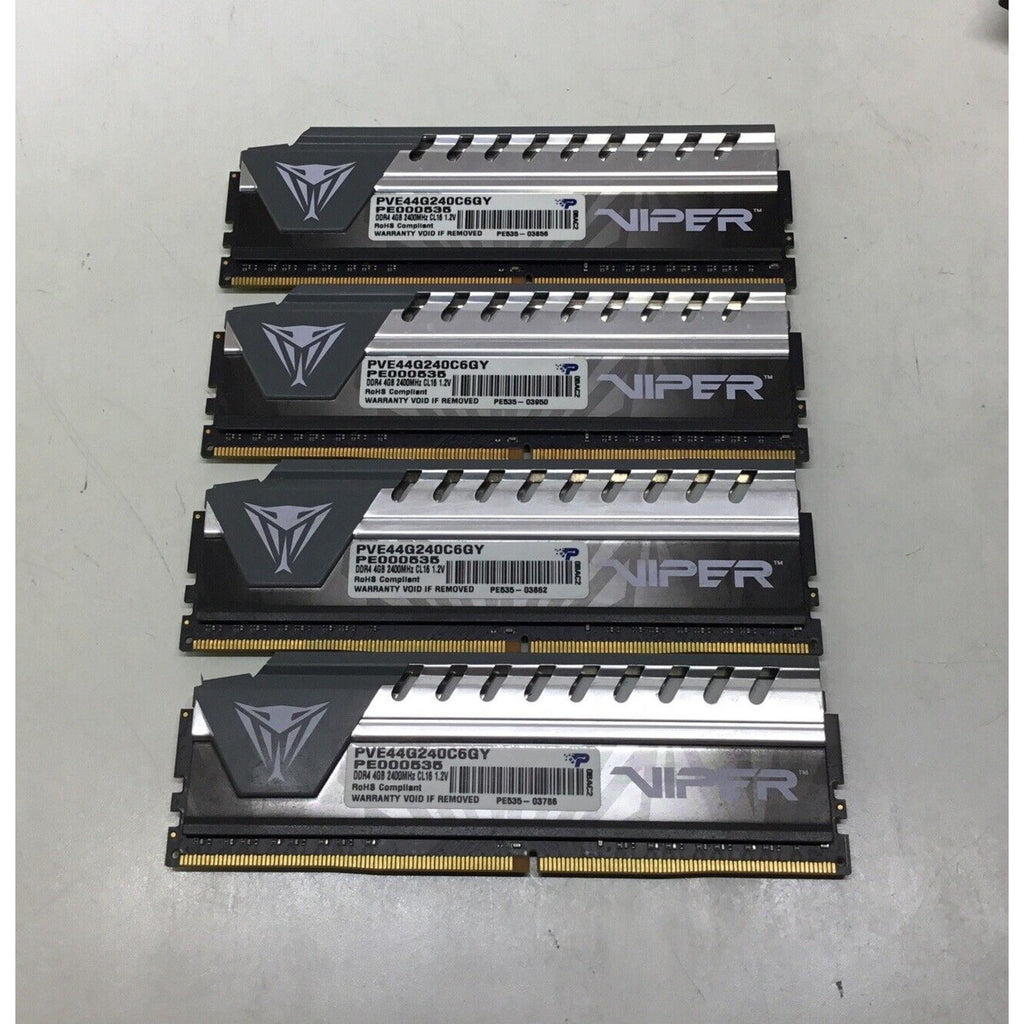 Lot of 4 - Patriot Viper DDr4 PVE44G240C6GY 16GB (4X4GB) 2400 MHz PE000535