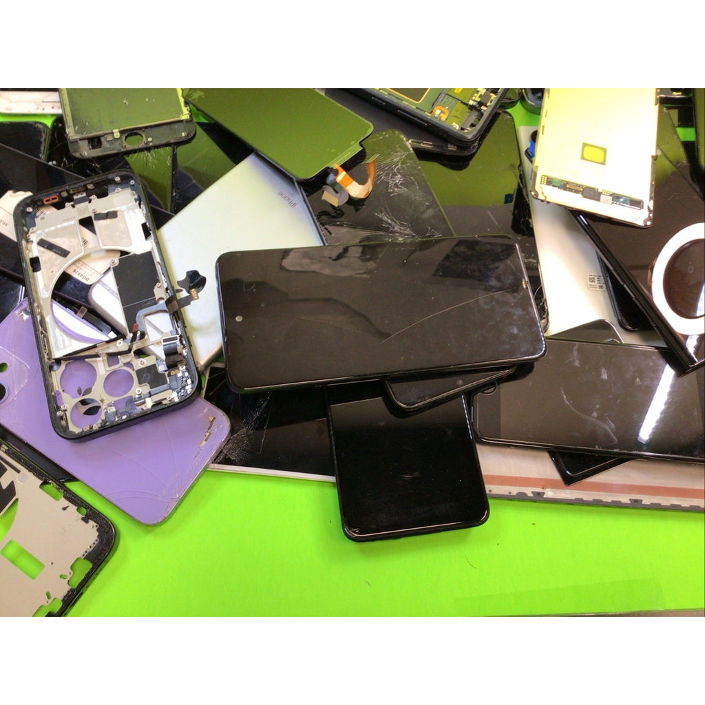 49 Pieces Unsorted Phone Screens Frames and Back Glass FOR PARTS or RECYCLING