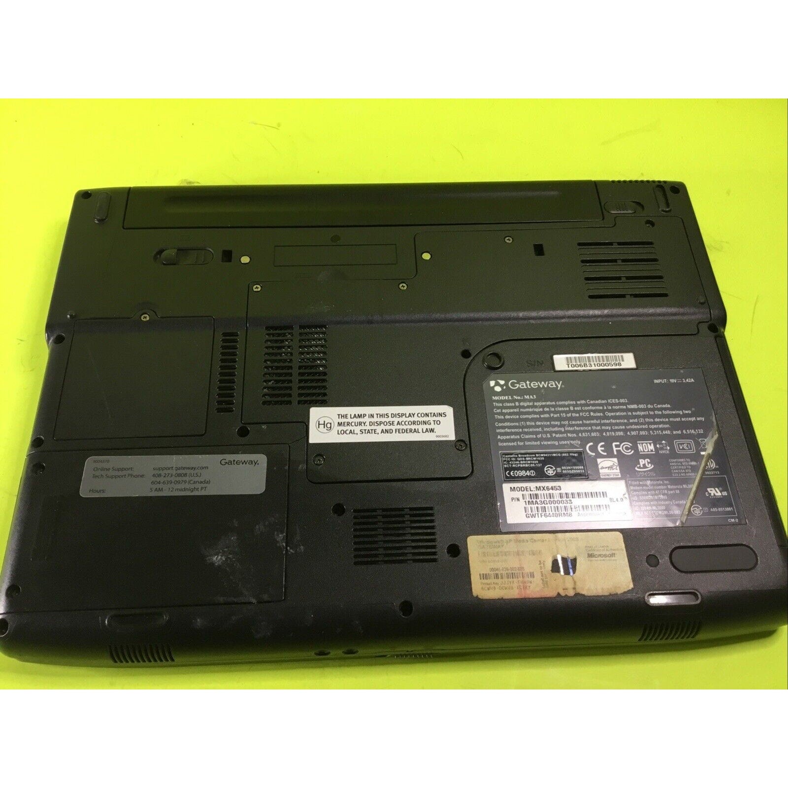 Gateway MX6453 Laptop FOR PARTS REPAIR or RECYCLE