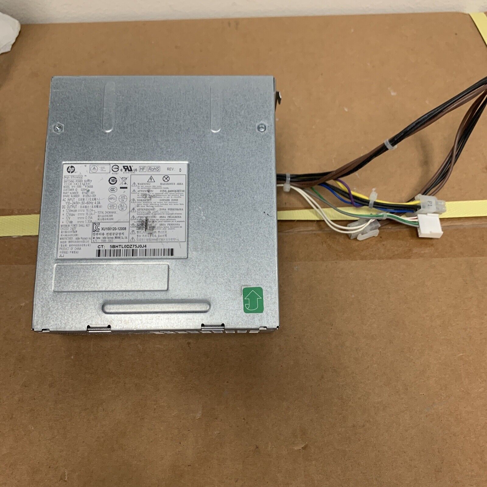 HP Elite 240W PC9055 8200 8300 Pro 6000 6005 6200 SFF Power Supply 611481-001