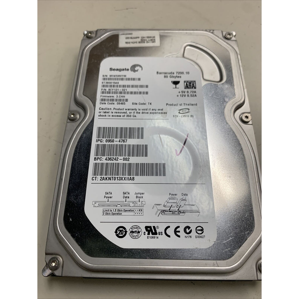 Seagate Barracuda 7200.10 80GB ST380815AS 7200RPM SATA 3.5" Internal Hard Drive