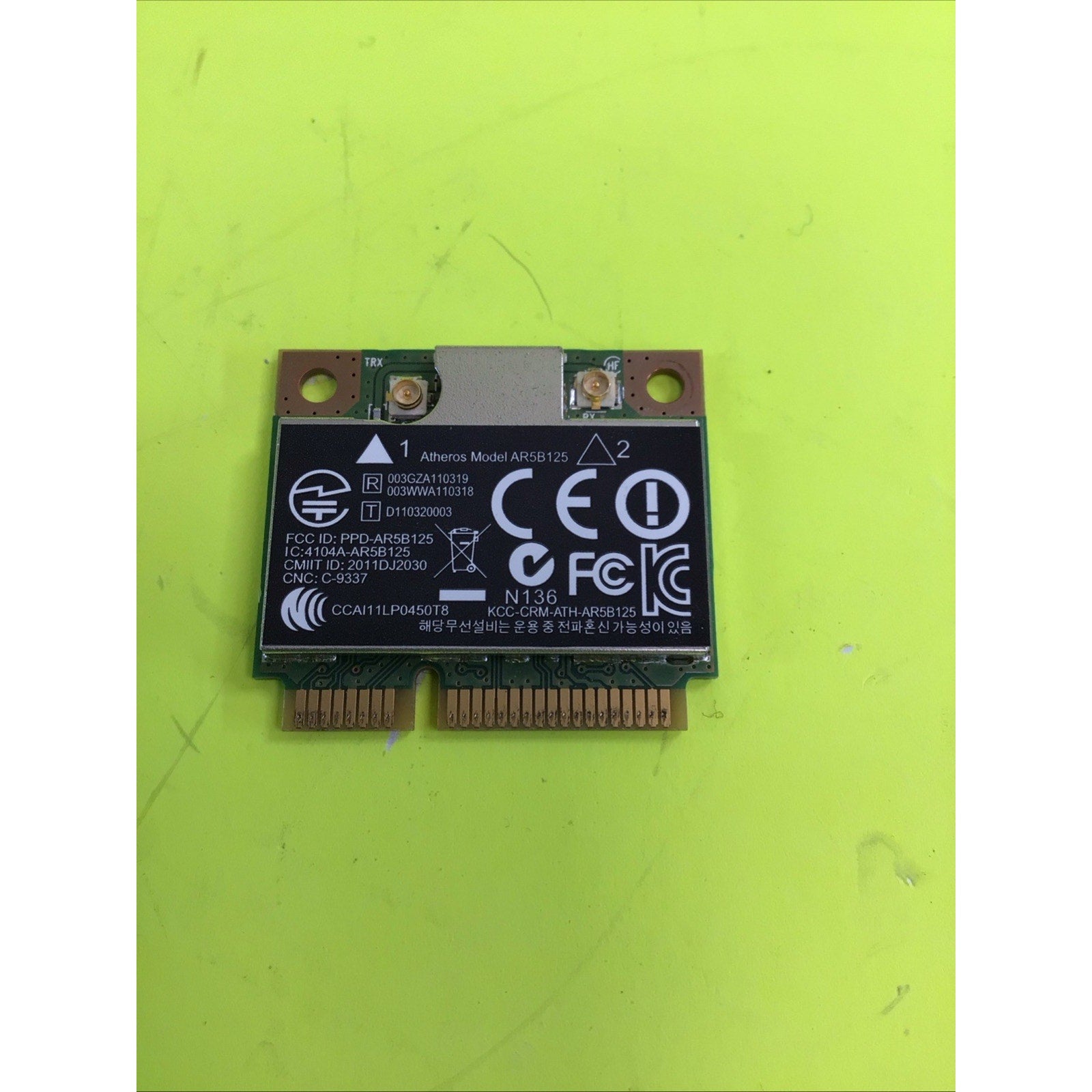 Atheros AR5B125 Mini Card Transceiver WLAN WiFi WN6607AH-HI Tested