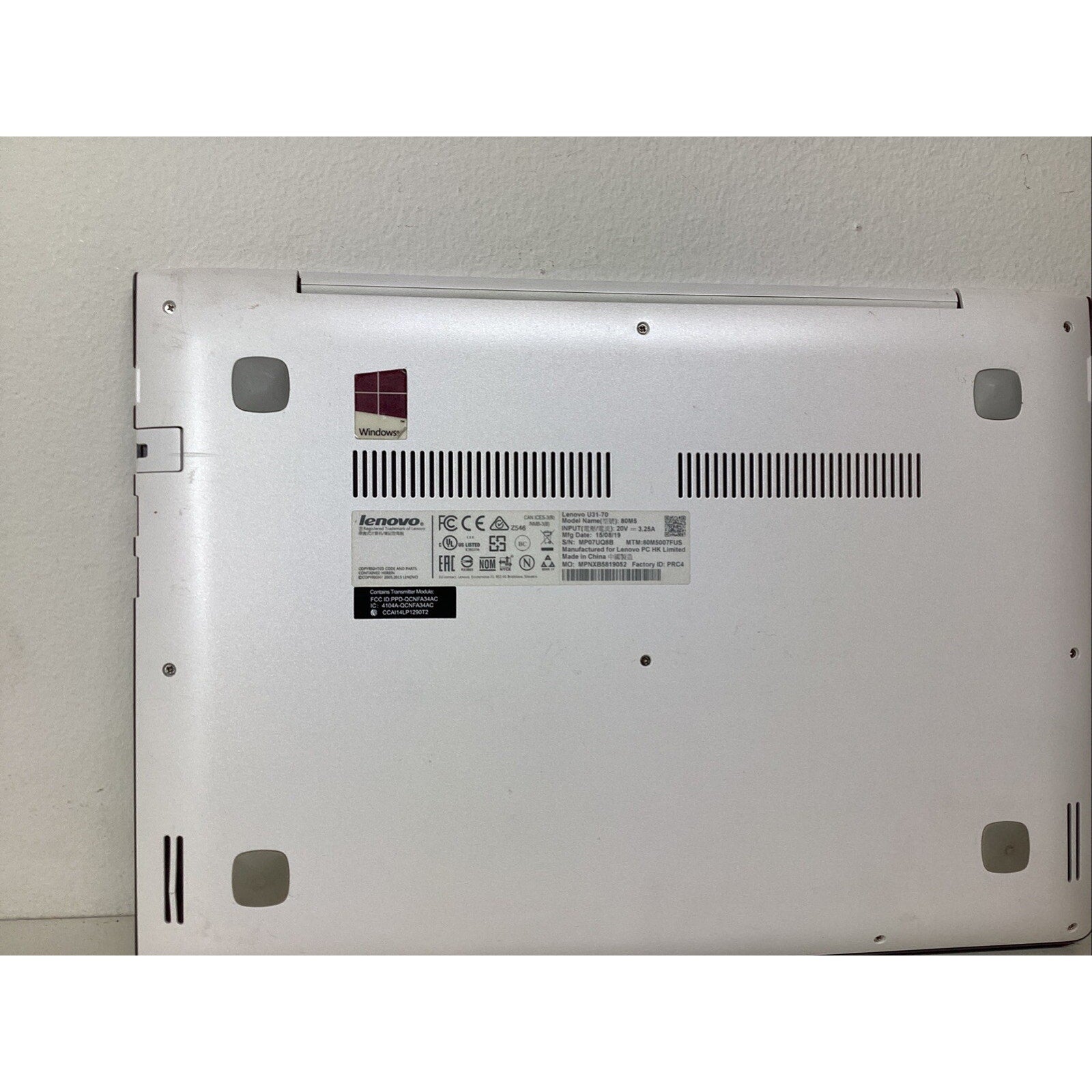 Lenovo U31-70 13.3" White Laptop 512GB 8GB RAM Intel Core i7 - For Parts