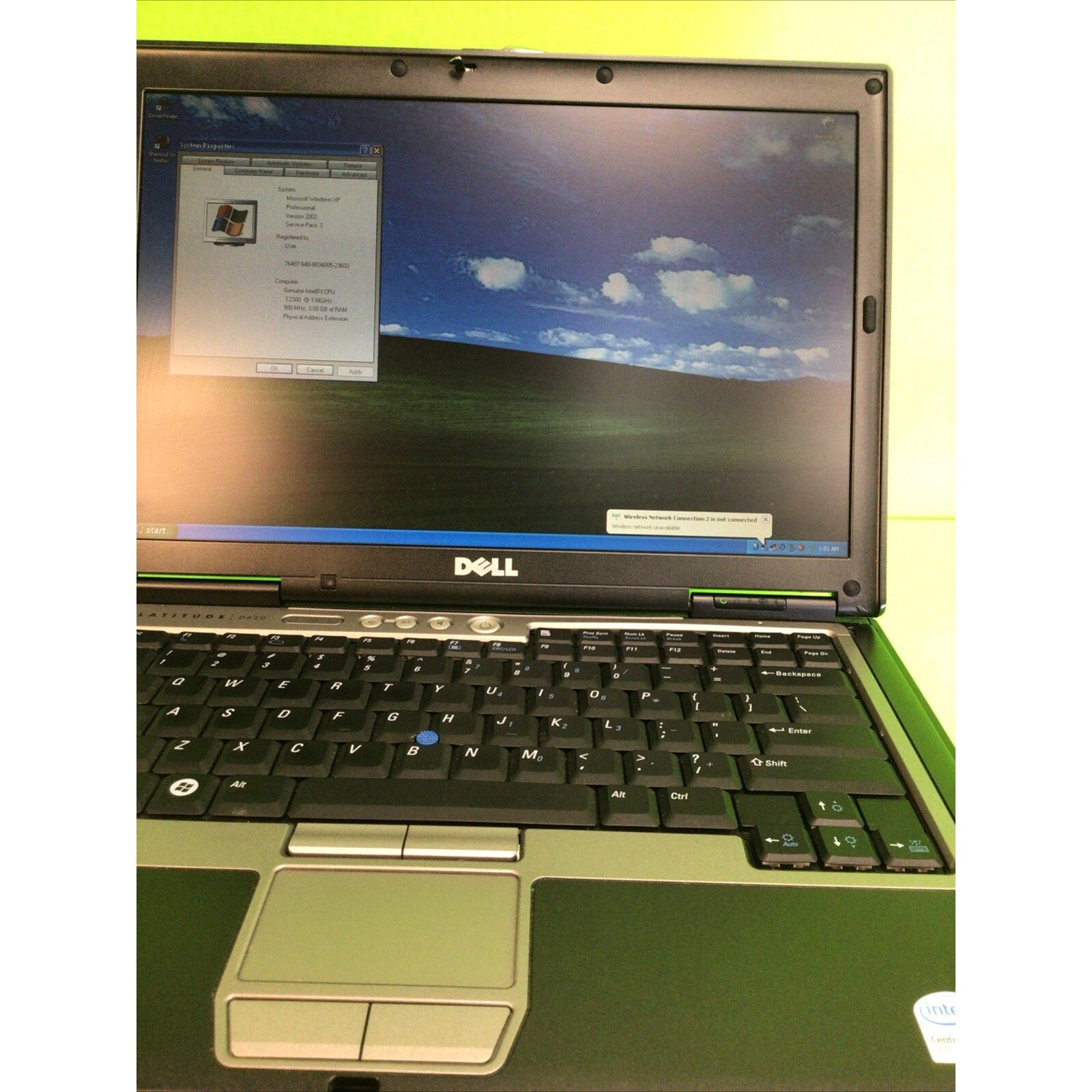 Dell Latitude D620 4GB RAM 240GB SSD Windows XP Pro SP3 WiFi Serial port DVD/CD