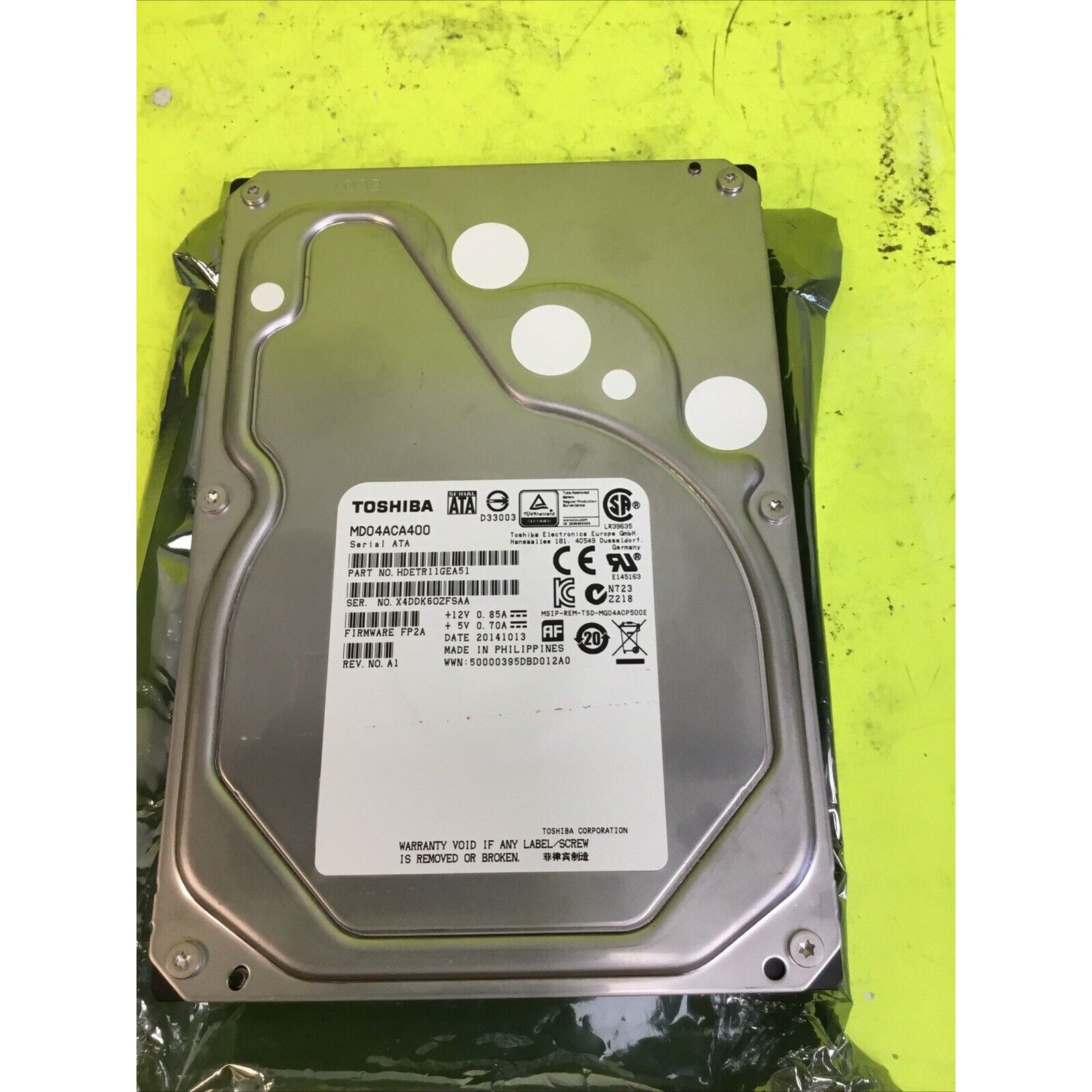 Toshiba MD04ACA SATA 4TB Internal 7200RPM 3.5" (MD04ACA400) HDD Hard Drive