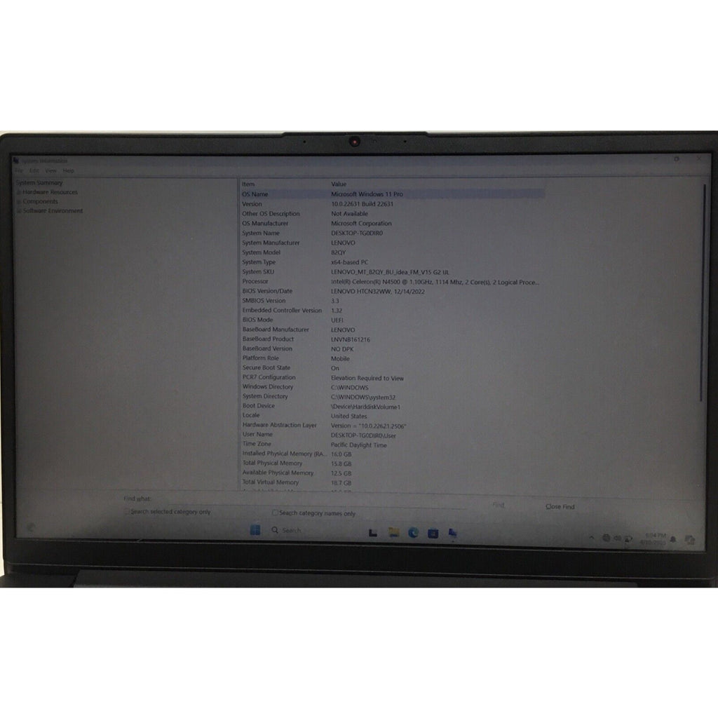 LENOVO 82QY00PHSA V15 G2 IJL 15.6" FHD N4500 1.1GHz Intel UHD Graphics 16GB RAM