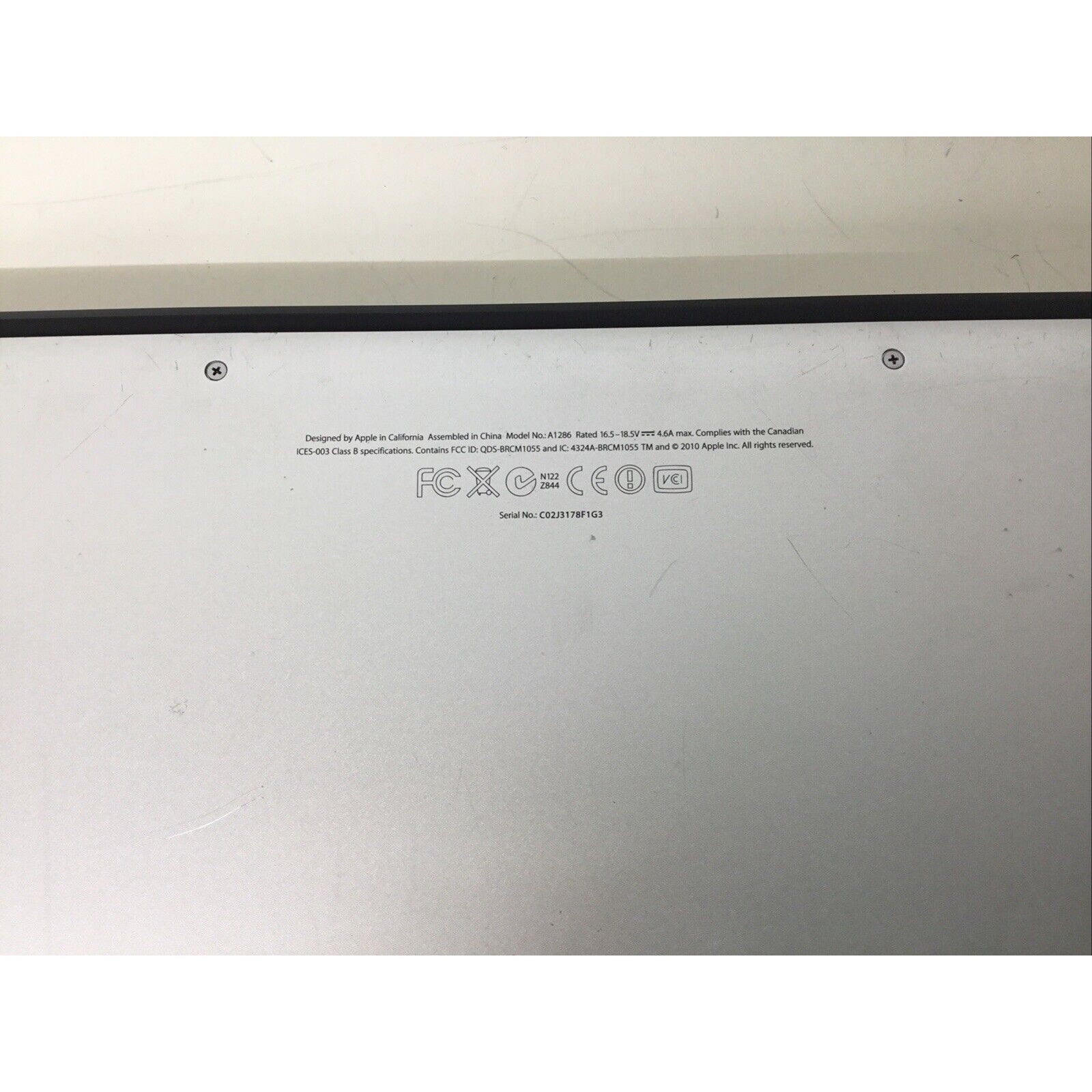 Apple MacBook Pro A1286 15" Silver Laptop 2010