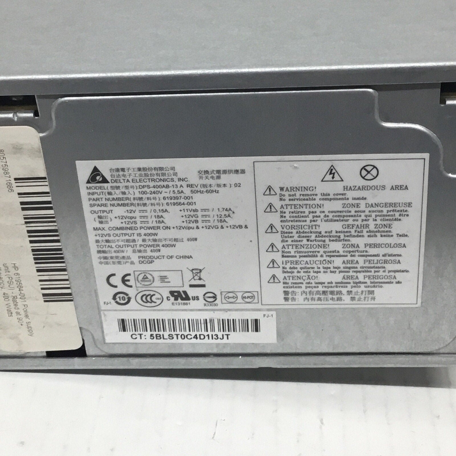 Delta Workstation Power Supply 400W DPS-400AB-13 A /619397-001/619564-001