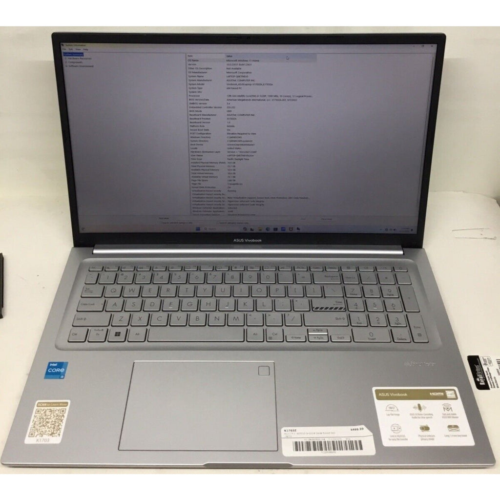 Asus VivoBook K1703ZA Core™ i3-1220P 500GB SSD 16GB 17.3" (1920x1080) WIN11