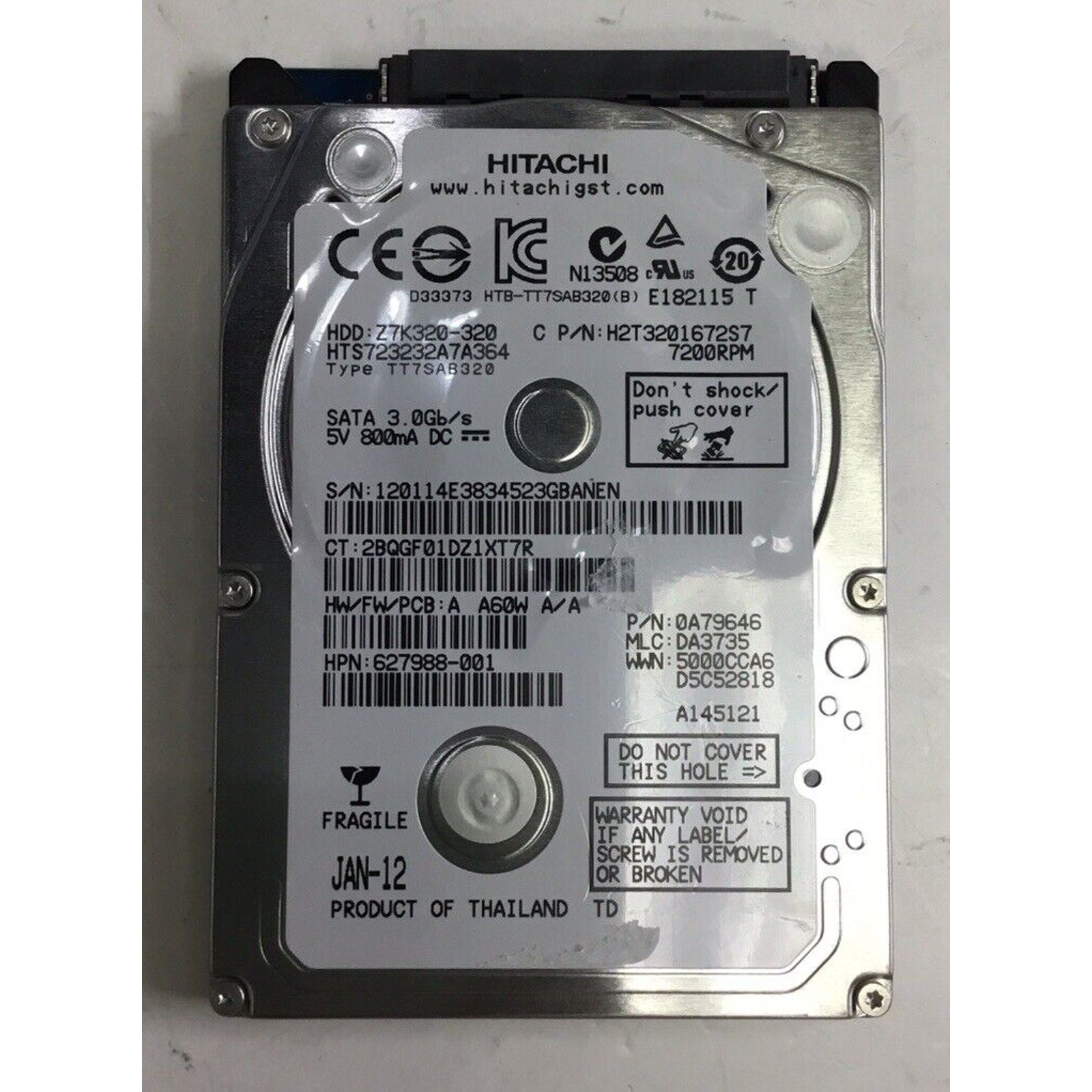 Hitachi 2.5in Internal HDD 320gb 7200RPM 120114E3834523GBANEN
