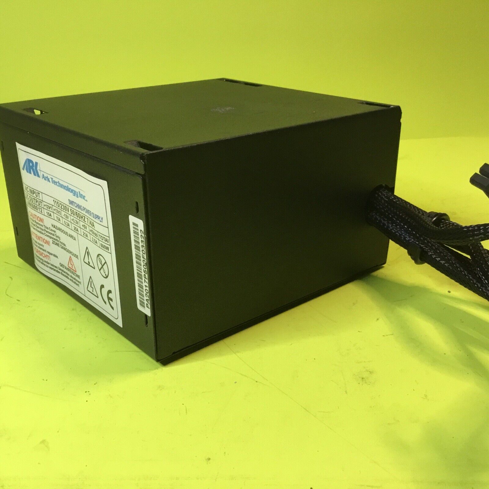 ARK Technology ATX Powersupply ARK600/12 FOR PARTS or REPAIR