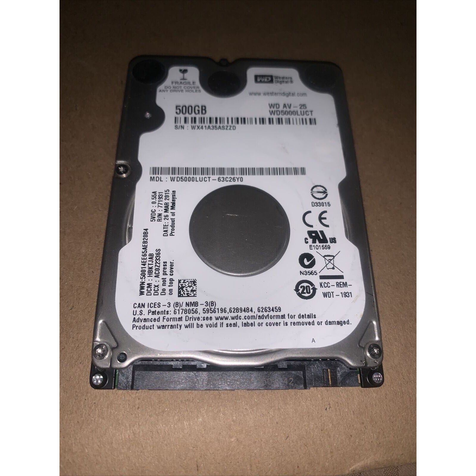 WD WD5000LUCT-63C26Y0 500GB 5400RPM 2.5" HDD Hard Disk Drive