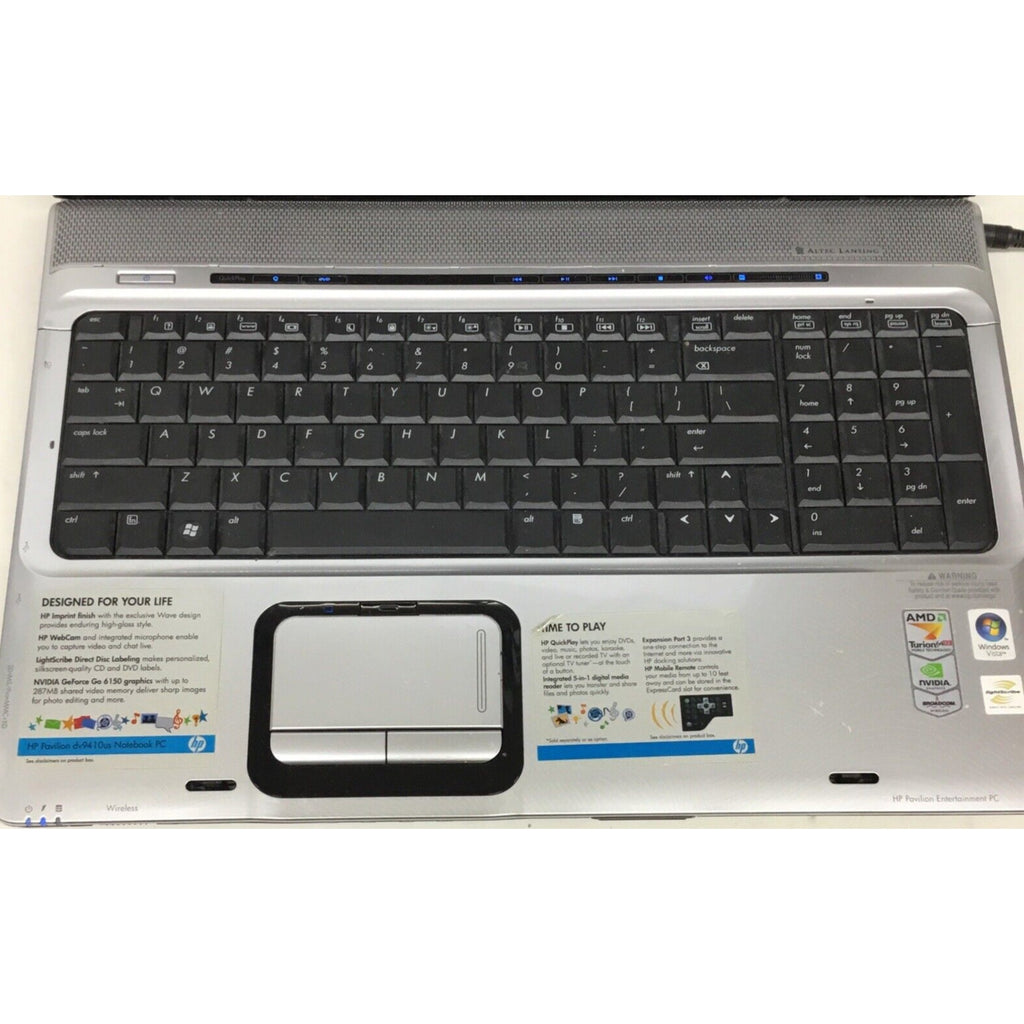 For Parts Only Hp Pavillion Dv9000 No Adapter / Screen doesn't turn on