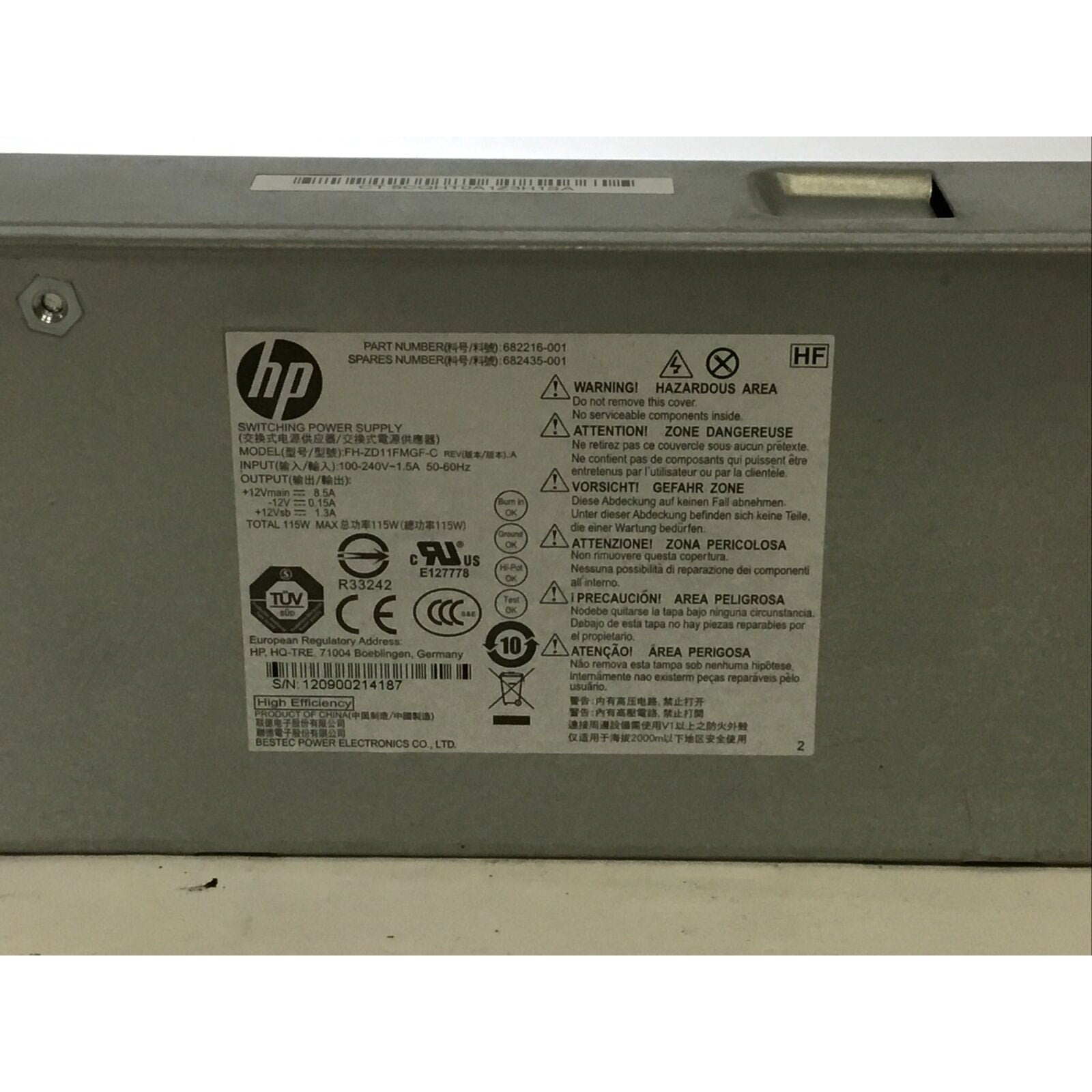 Genuine Bestec HP PSU FH-ZD11FMGF-C P/N 682216-001