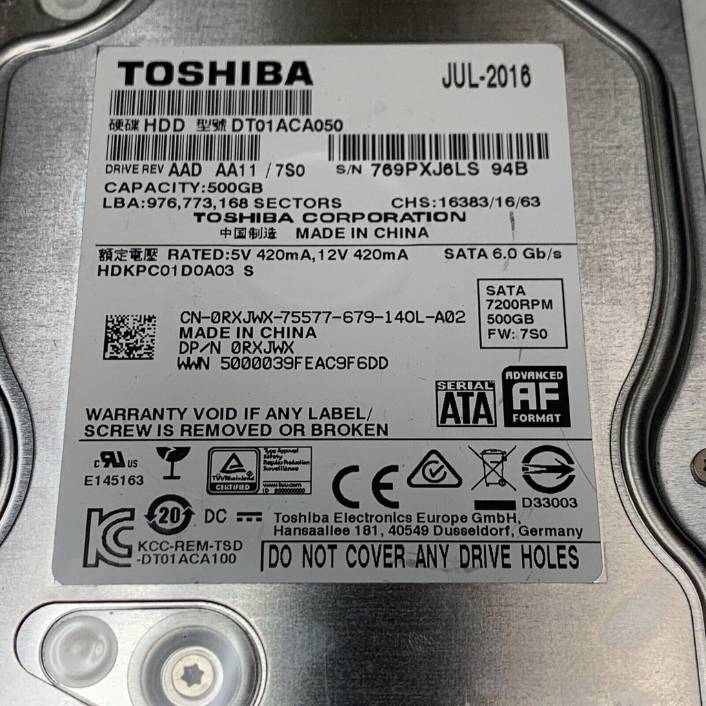 Toshiba 500GB,Internal,7200 RPM,3.5 inch DT01ACA050 Hard Drive