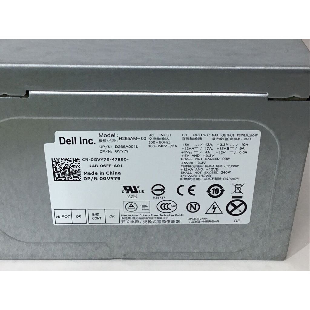 FOR PARTS - Dell H265AM-00 Power Supply 265W GVY79 0GVY79