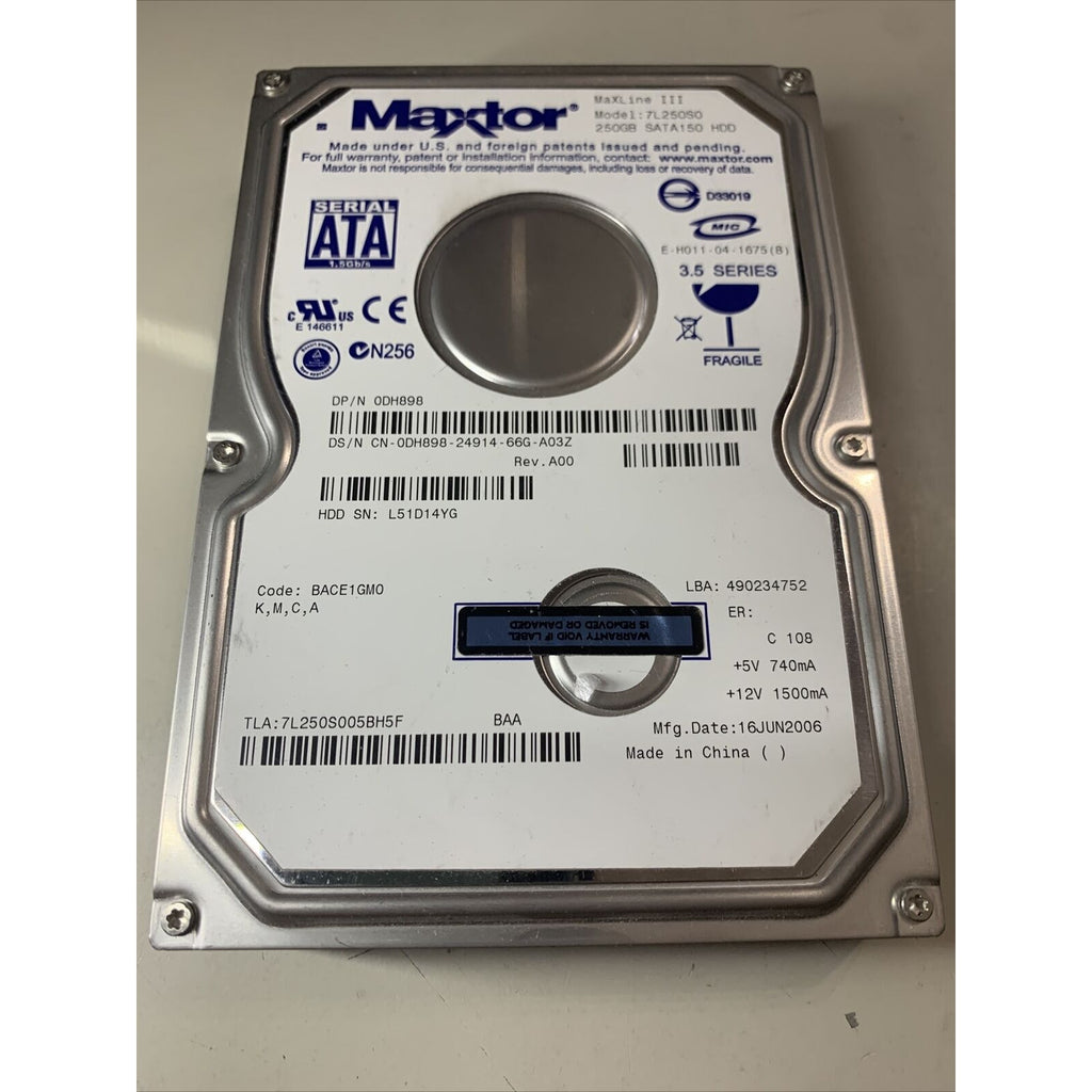 MAXTOR 7L250S0 250GB 3.5" SATA MaXLine III HDD - 0DH898 DH898