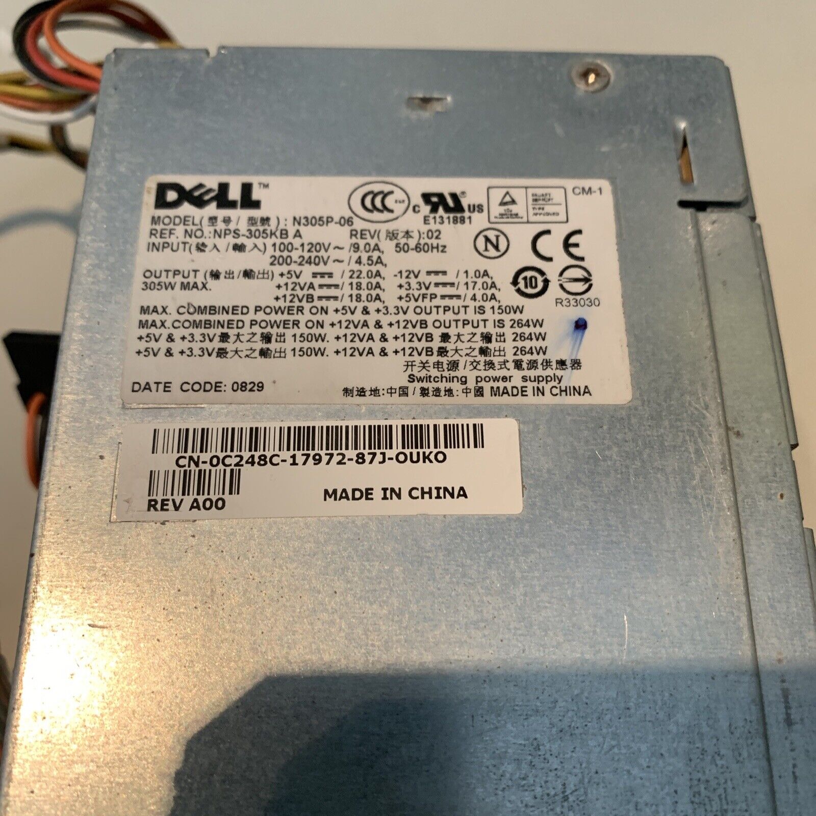 Dell Optiplex Genuine Original 305W Power Supply NPS-305KB A N305P-06 C248C MT