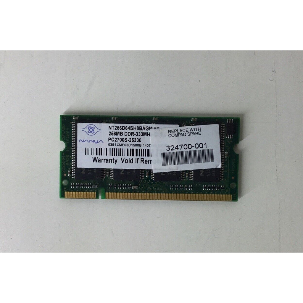 Nanya Sodimm Memory 256MB DDR PC2700 CL2.5 333MHz NT256D64SH8BAGM-6K