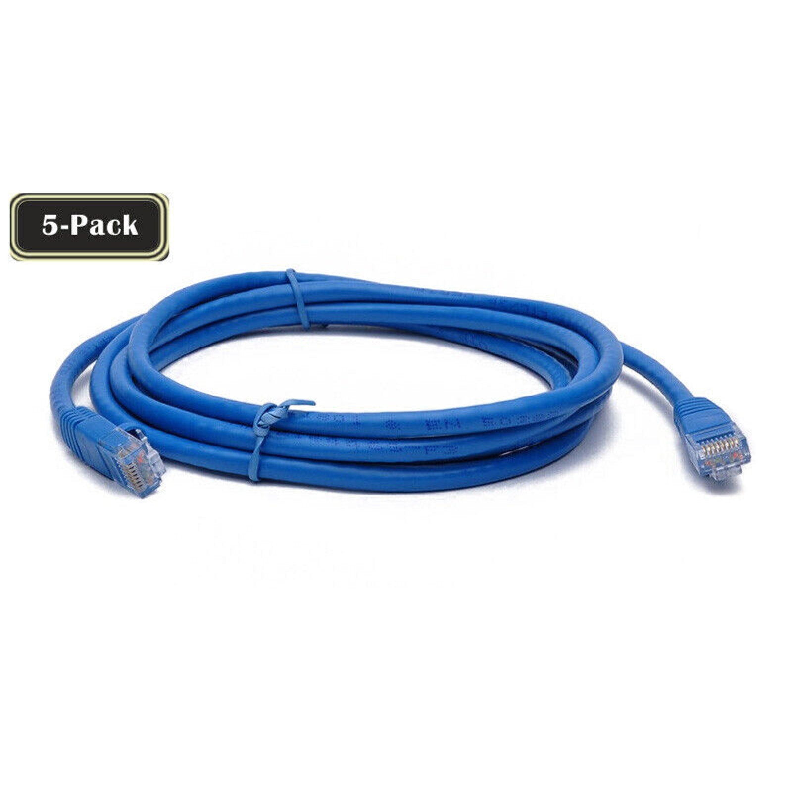 5 Pack of 3ft CAT6a RJ45 Ethernet Network Patch Cable - Blue - 3 Feet