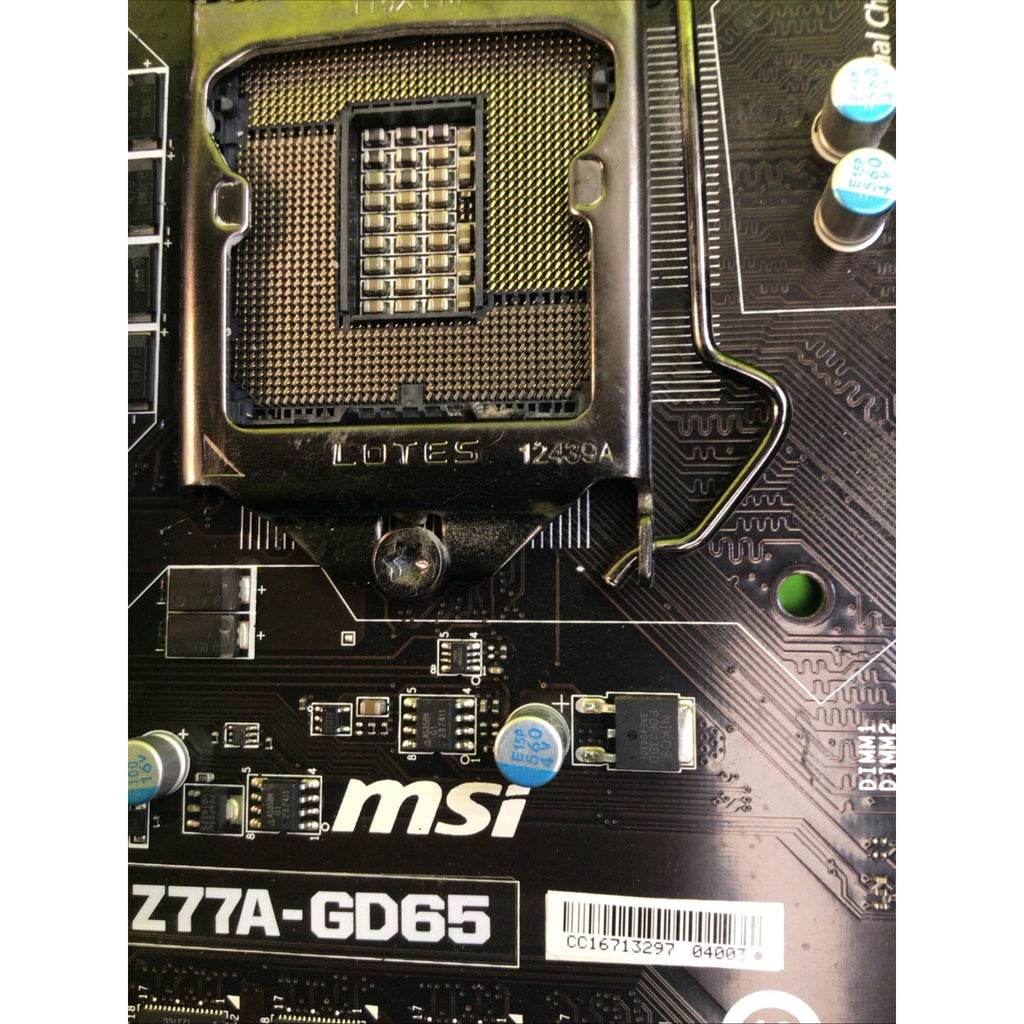 Military Class III MSI Z77A- GD65, LGA 1155 Motherboard FOR PARTS or REPAIR